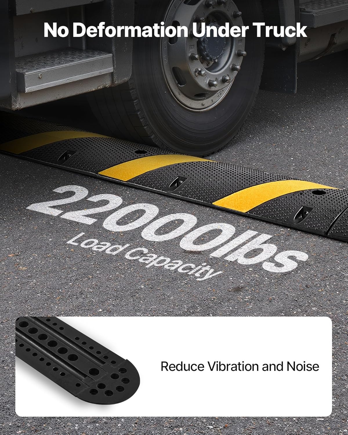 image:imageVEVOR 6FT Rubber Driveway Speed Bumps for Road2PCS Heavy Duty 2 Channel Modular Traffic Speed Humps 22000 lbsAxle Load Capacity 72 Cable Protector Ramp with Screws for Asphalt Concrete Gravel1 Pack6FT