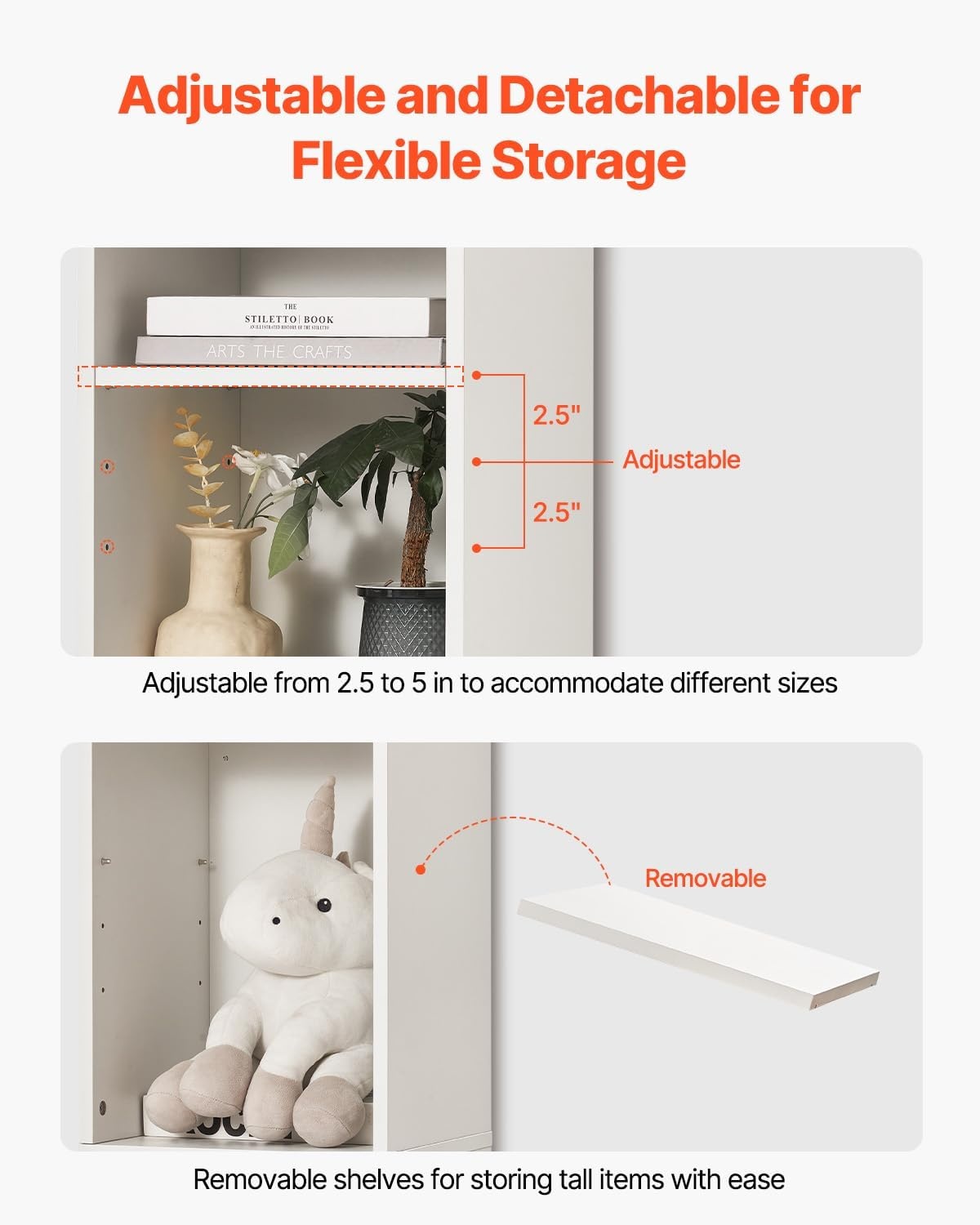 image:imageVEVOR 8 Tiers Narrow Bookshelf 71 in Wooden Tall Open Bookcase with HeightAdjustable Shelf Freestanding Display Storage Floor Bookcase Bookshelf for Library Bedroom Living Room Office White8Tier