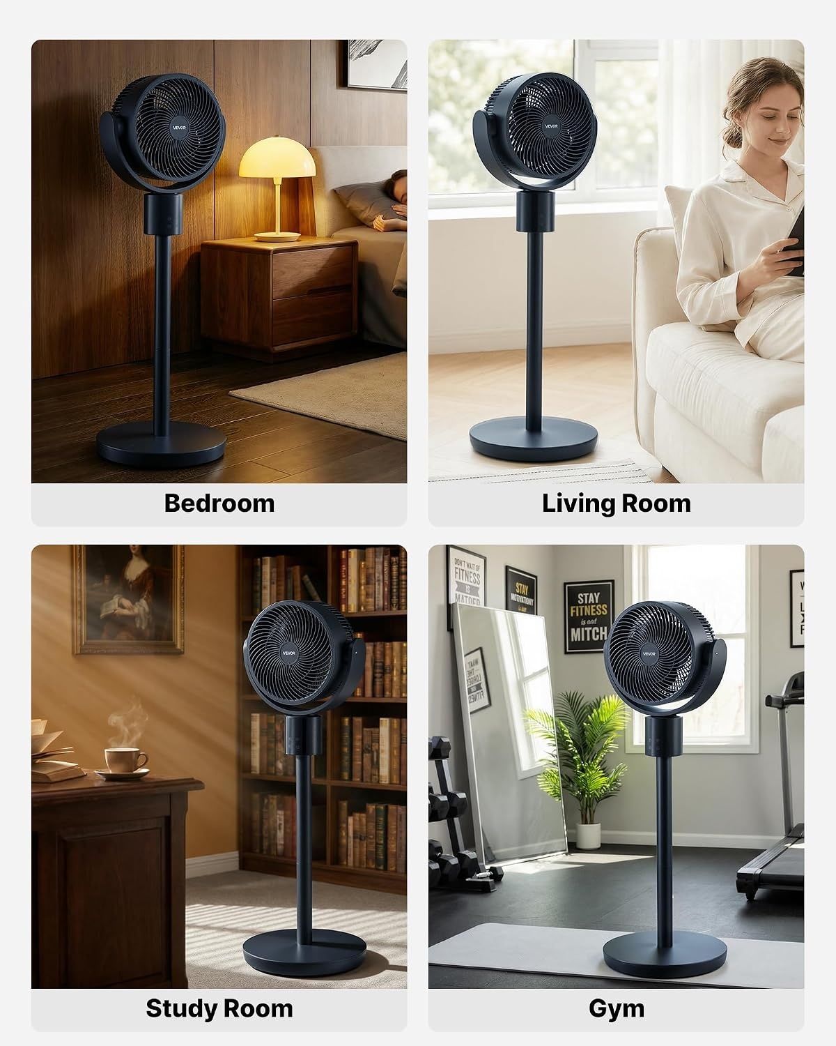 image:imageVEVOR 9Inch Pedestal Fan 80 Oscillating Standing Floor Fan with Quite DC Motor Remote Control 9 Speeds amp 4 Smart Modes 24H Timer Adjustable Height for Home Bedroom Living Room WhiteBlue Gray