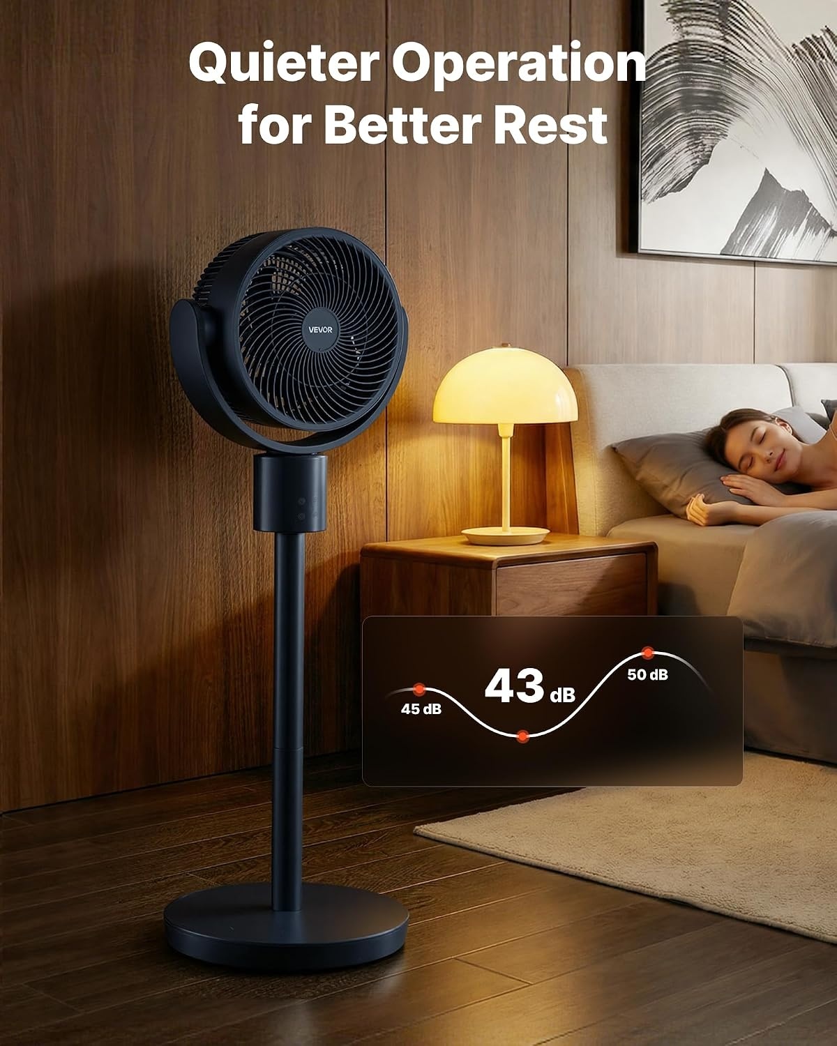 image:imageVEVOR 9Inch Pedestal Fan 80 Oscillating Standing Floor Fan with Quite DC Motor Remote Control 9 Speeds amp 4 Smart Modes 24H Timer Adjustable Height for Home Bedroom Living Room WhiteBlue Gray