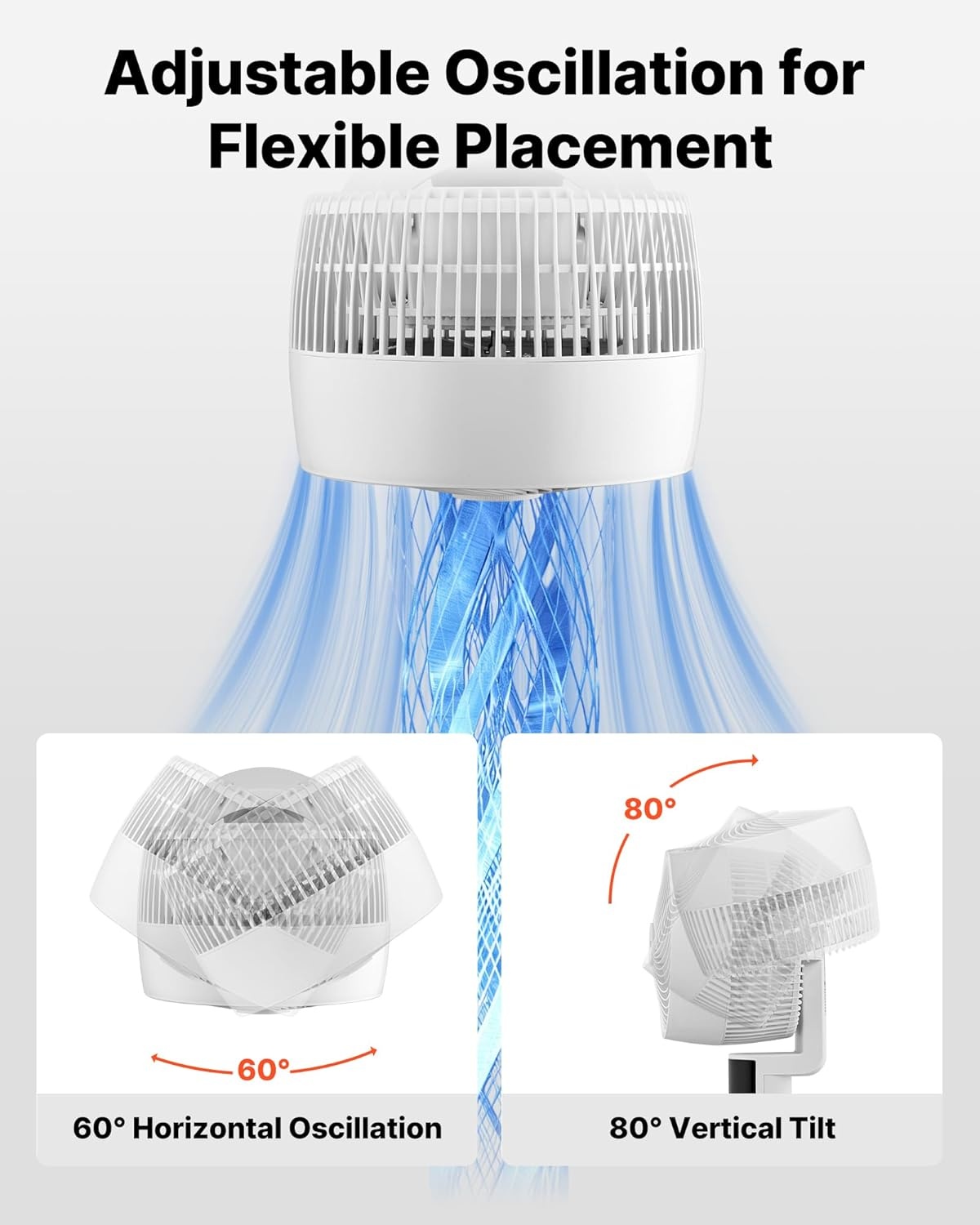 image:imageVEVOR 9Inch Pedestal Fan 80 Oscillating Standing Floor Fan with Quite DC Motor Remote Control 9 Speeds amp 4 Smart Modes 24H Timer Adjustable Height for Home Bedroom Living Room WhiteWhite
