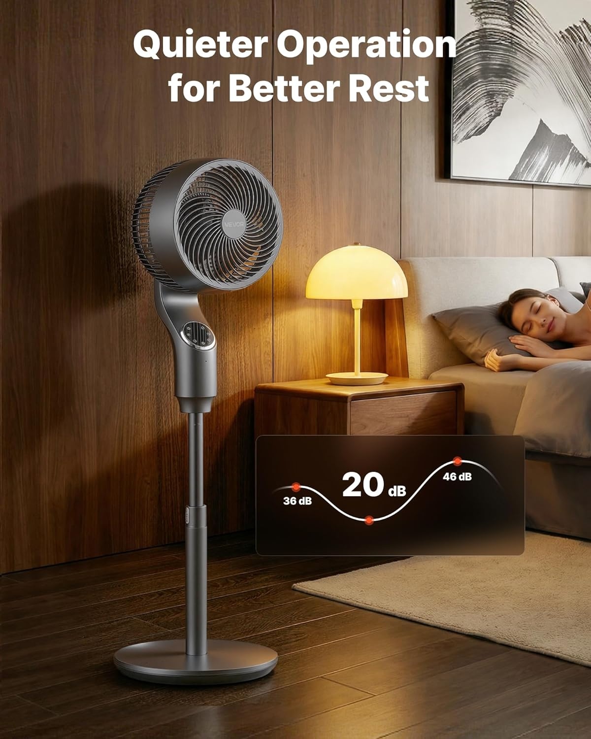 image:imageVEVOR 9Inch Pedestal Fan 80 Oscillating Standing Floor Fan with Quite DC Motor Remote Control 9 Speeds amp 4 Smart Modes 24H Timer Adjustable Height for Home Bedroom Living Room WhiteSilver Gray
