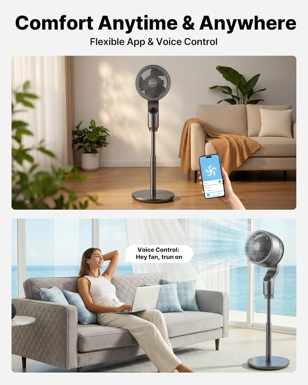 image:imageVEVOR 9Inch Pedestal Fan 80 Oscillating Standing Floor Fan with Quite DC Motor Remote Control 9 Speeds amp 4 Smart Modes 24H Timer Adjustable Height for Home Bedroom Living Room WhiteSilver Gray