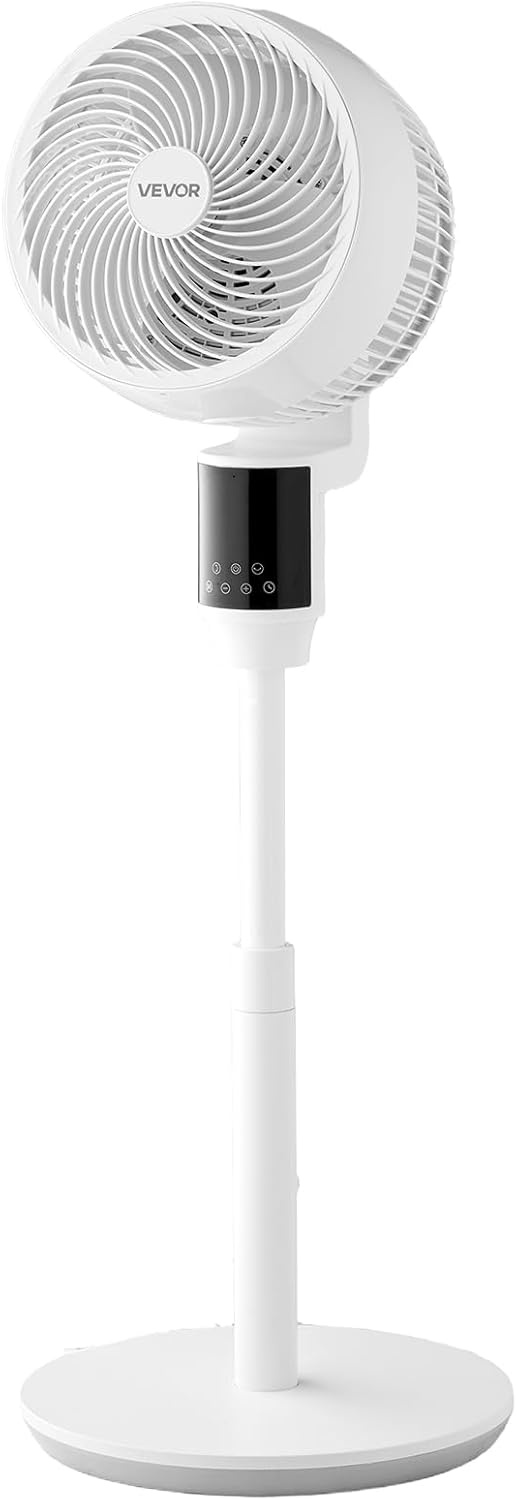 image:imageVEVOR 9Inch Pedestal Fan 80 Oscillating Standing Floor Fan with Quite DC Motor Remote Control 9 Speeds amp 4 Smart Modes 24H Timer Adjustable Height for Home Bedroom Living Room WhiteWhite