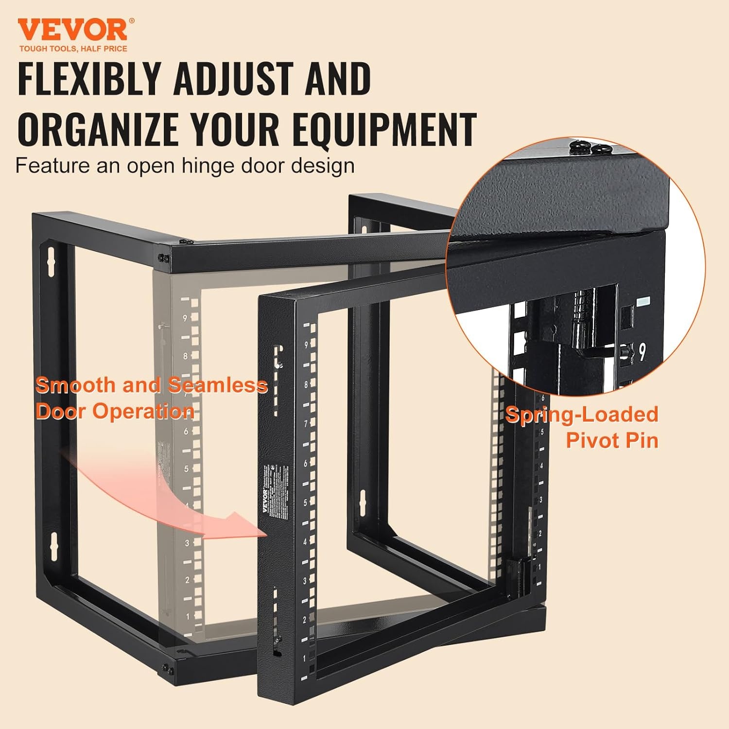 image:imageVEVOR 9U Open Frame Server Rack 2340 Adjustable Depth Free Standing or Wall Mount Network Server Rack 4 Post AV Rack with Casters Holds All Your Networking IT Equipment AV Gear Router Modem9U1