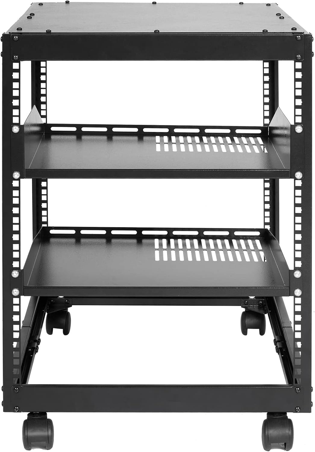 image:imageVEVOR 9U Open Frame Server Rack 2340 Adjustable Depth Free Standing or Wall Mount Network Server Rack 4 Post AV Rack with Casters Holds All Your Networking IT Equipment AV Gear Router Modem12U