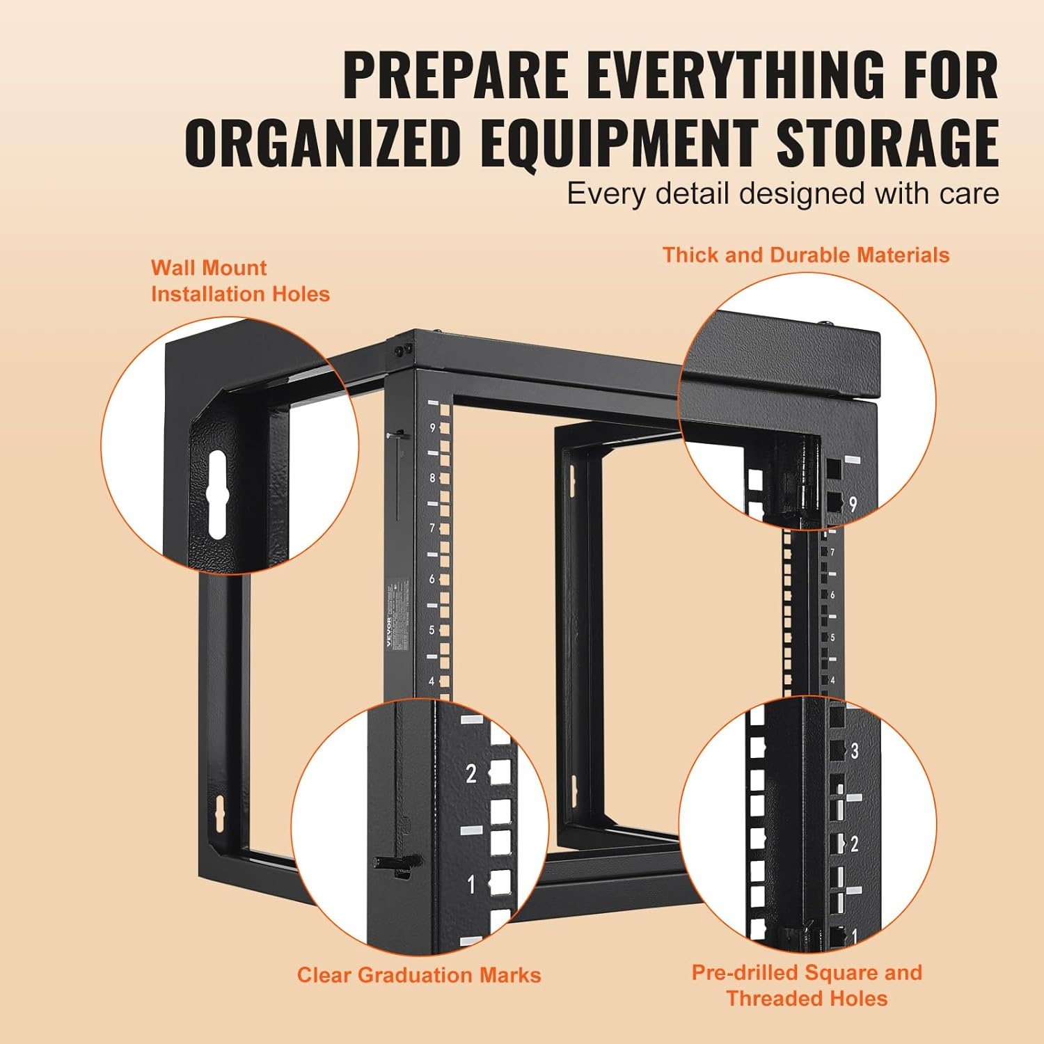 image:imageVEVOR 9U Open Frame Server Rack 2340 Adjustable Depth Free Standing or Wall Mount Network Server Rack 4 Post AV Rack with Casters Holds All Your Networking IT Equipment AV Gear Router Modem9U1