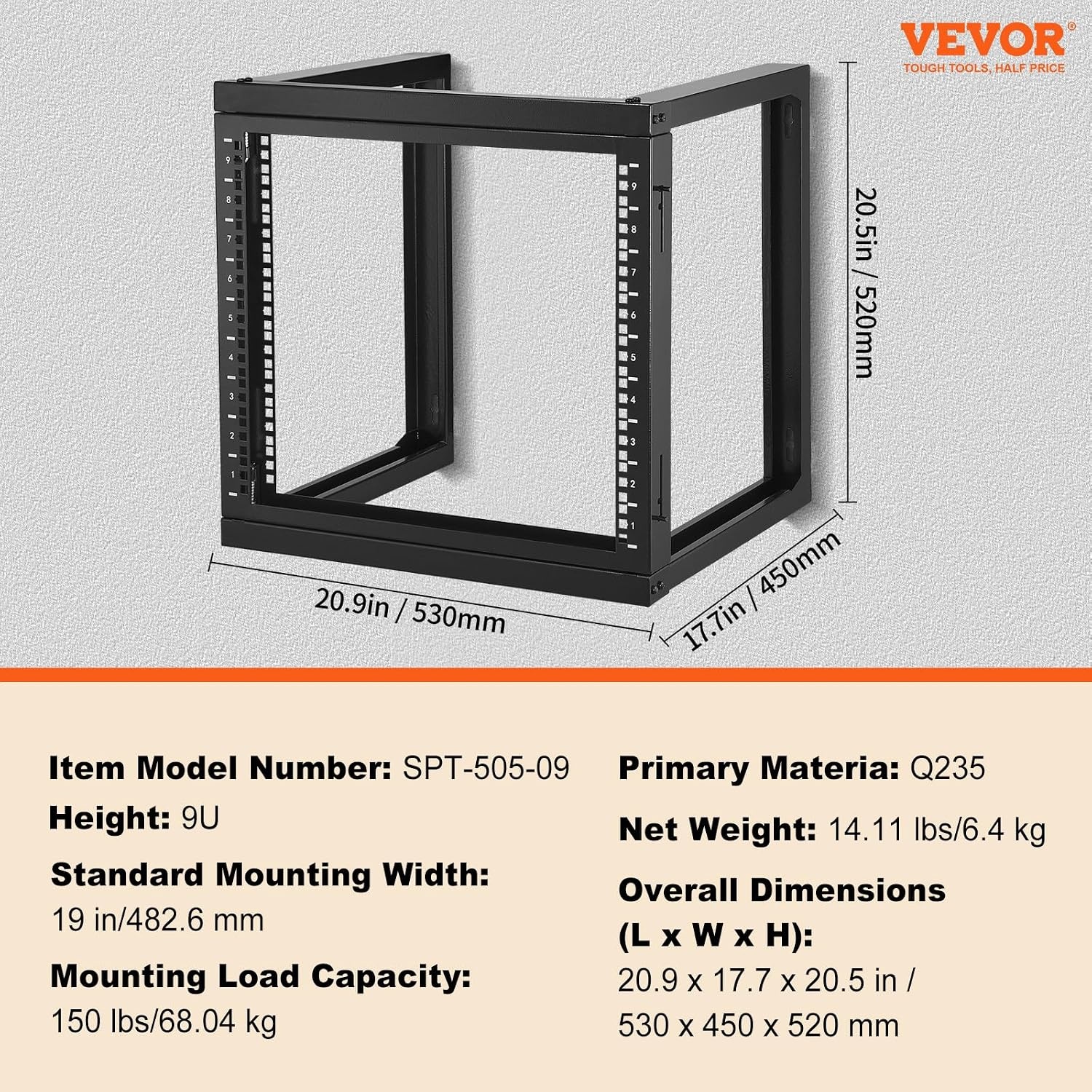 image:imageVEVOR 9U Open Frame Server Rack 2340 Adjustable Depth Free Standing or Wall Mount Network Server Rack 4 Post AV Rack with Casters Holds All Your Networking IT Equipment AV Gear Router Modem9U1