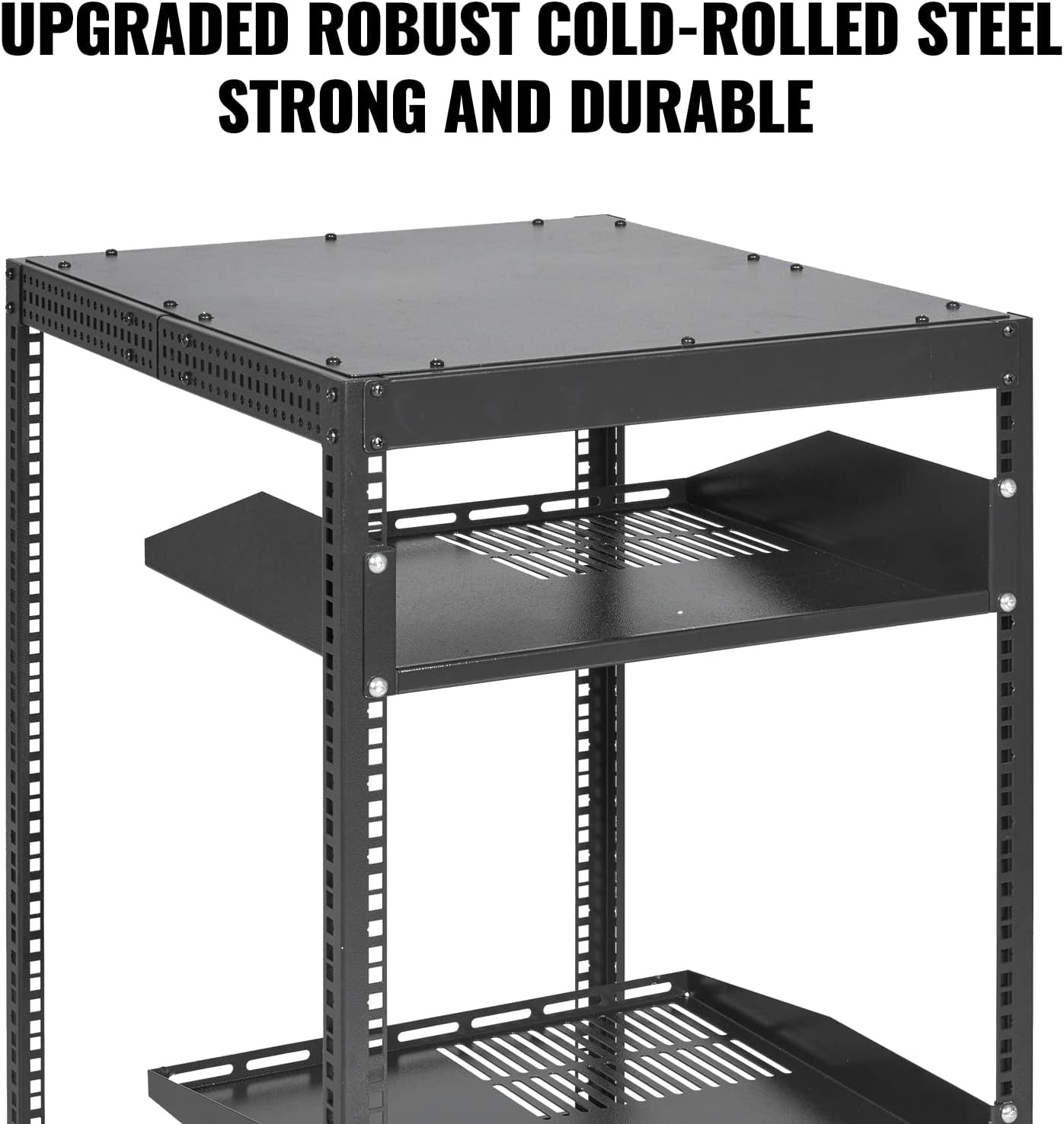 image:imageVEVOR 9U Open Frame Server Rack 2340 Adjustable Depth Free Standing or Wall Mount Network Server Rack 4 Post AV Rack with Casters Holds All Your Networking IT Equipment AV Gear Router Modem20U