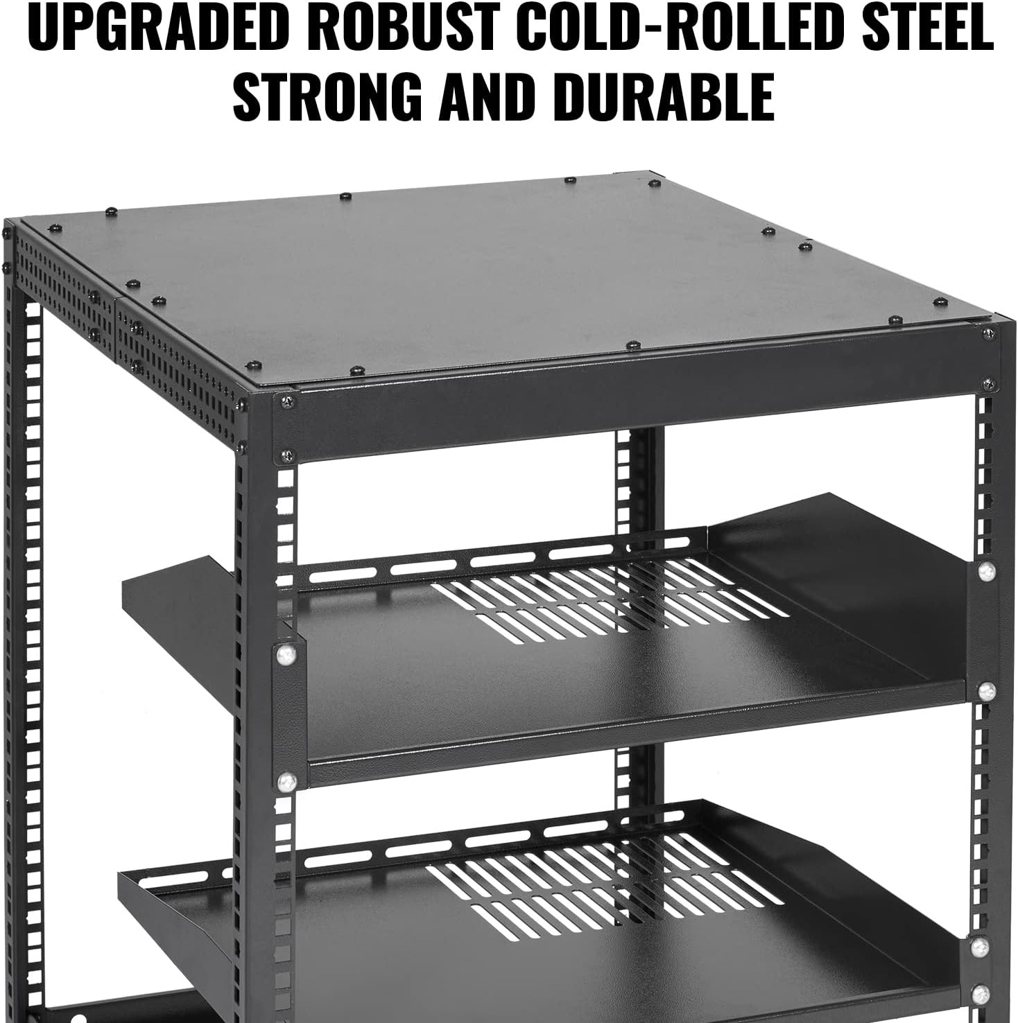 image:imageVEVOR 9U Open Frame Server Rack 2340 Adjustable Depth Free Standing or Wall Mount Network Server Rack 4 Post AV Rack with Casters Holds All Your Networking IT Equipment AV Gear Router Modem12U