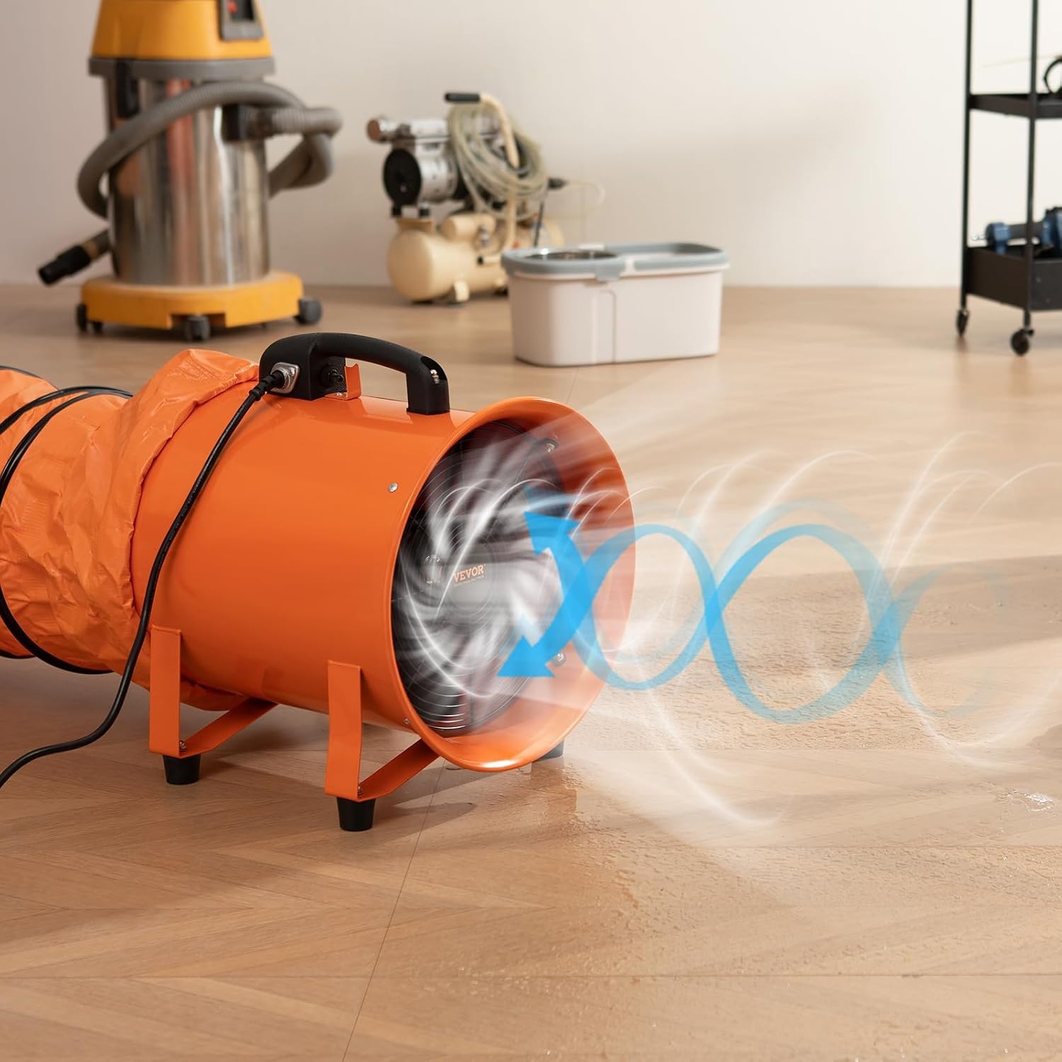 image:imageVEVOR Air Mover Blower Fan 10 Inch 1893CFM 380W with 33ft Flexible Duct Industrial Portable Ventilator BlowerExhaust10in16ft