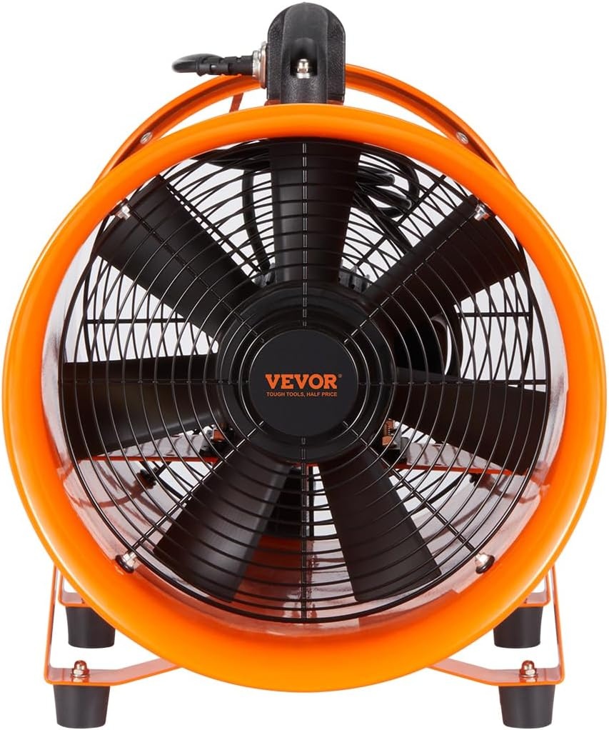 image:imageVEVOR Air Mover Blower Fan 10 Inch 1893CFM 380W with 33ft Flexible Duct Industrial Portable Ventilator BlowerExhaust10in33ft
