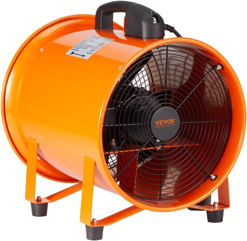 image:imageVEVOR Air Mover Blower Fan 10 Inch 1893CFM 380W with 33ft Flexible Duct Industrial Portable Ventilator BlowerExhaust10in33ft