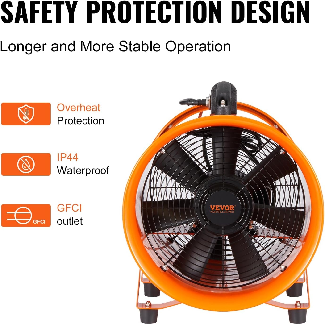 image:imageVEVOR Air Mover Blower Fan 10 Inch 1893CFM 380W with 33ft Flexible Duct Industrial Portable Ventilator BlowerExhaust10in33ft