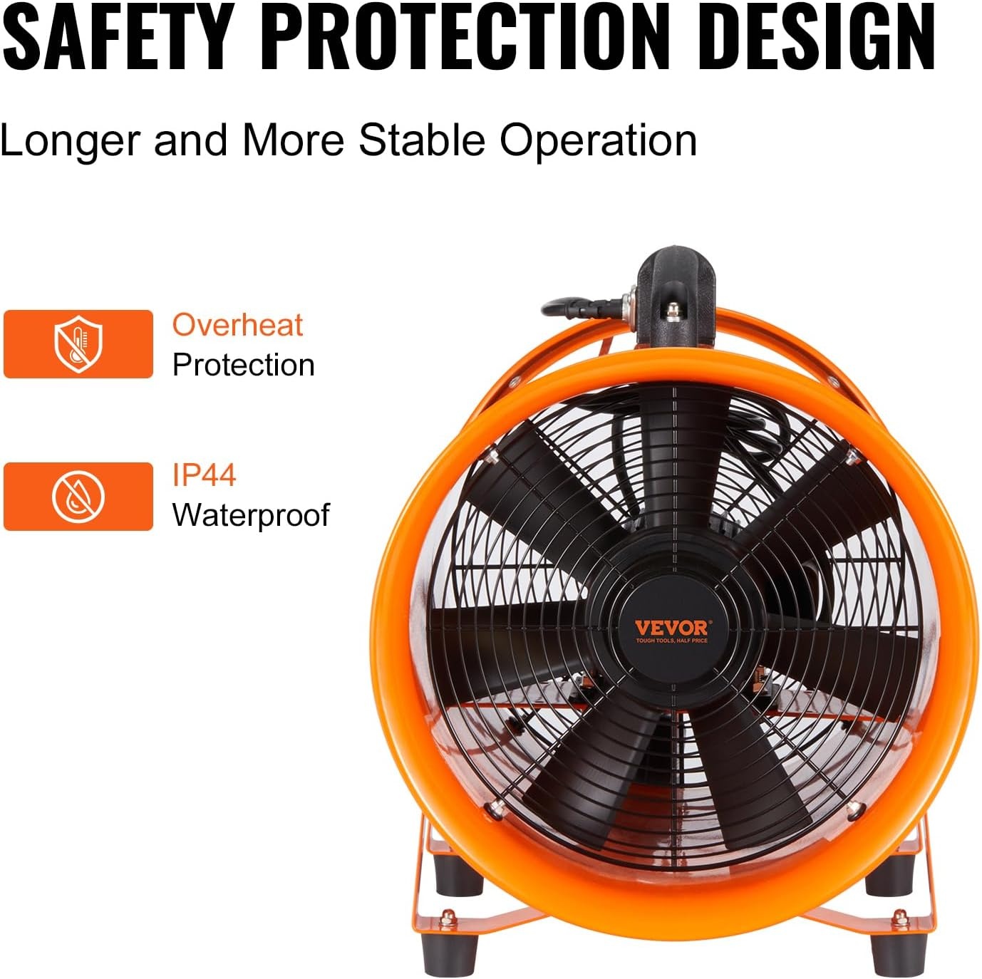 image:imageVEVOR Air Mover Blower Fan 10 Inch 1893CFM 380W with 33ft Flexible Duct Industrial Portable Ventilator BlowerExhaust12in16ft