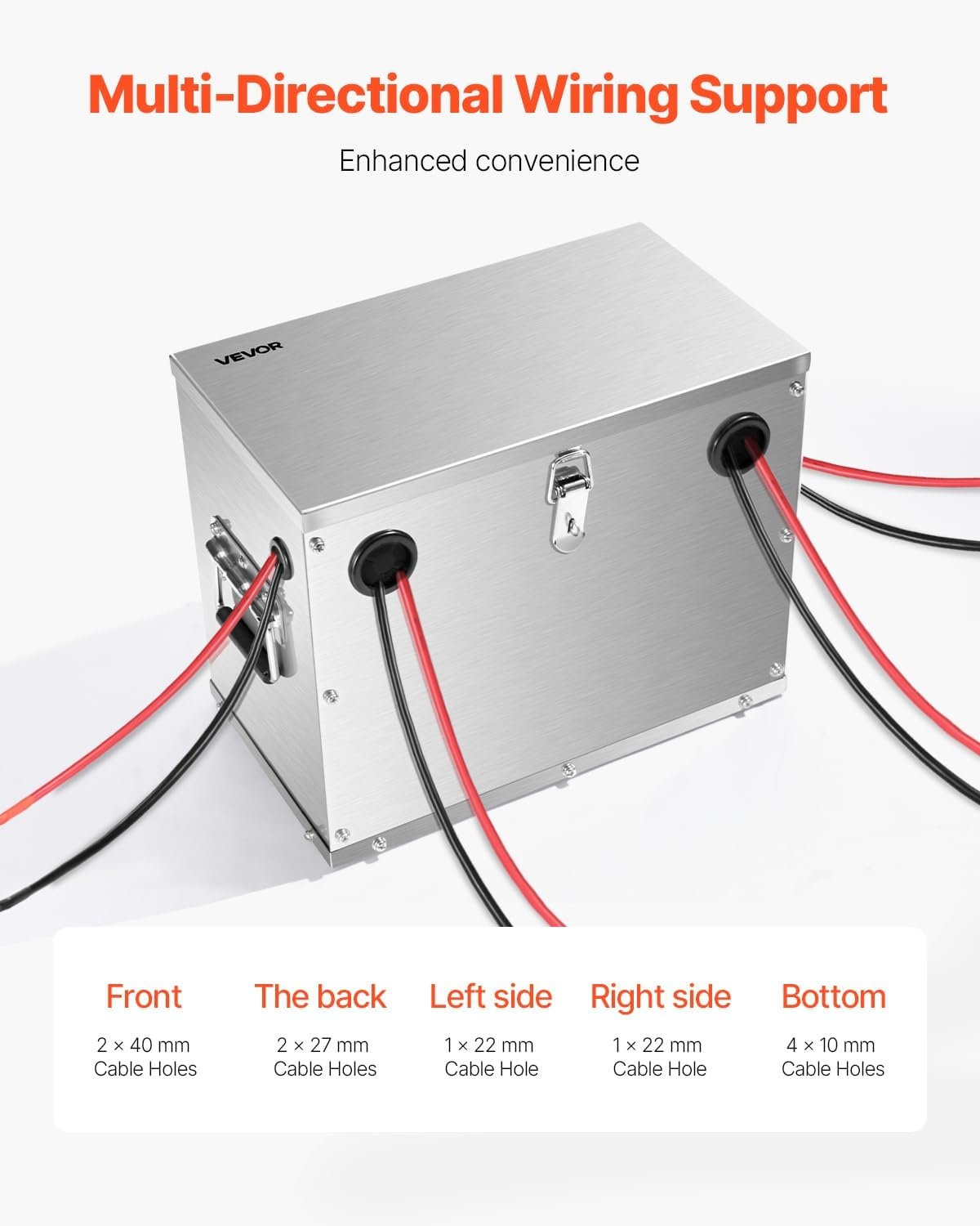 image:imageVEVOR Battery Box Group 2431 Trolling Motor Battery Box Marine Batteries Case with Lock Handles and RubberGrommet Cable Holes Stainless Steel Shell Suitable for Cars Boats amp Trolling MotorsStainless Steel Shell