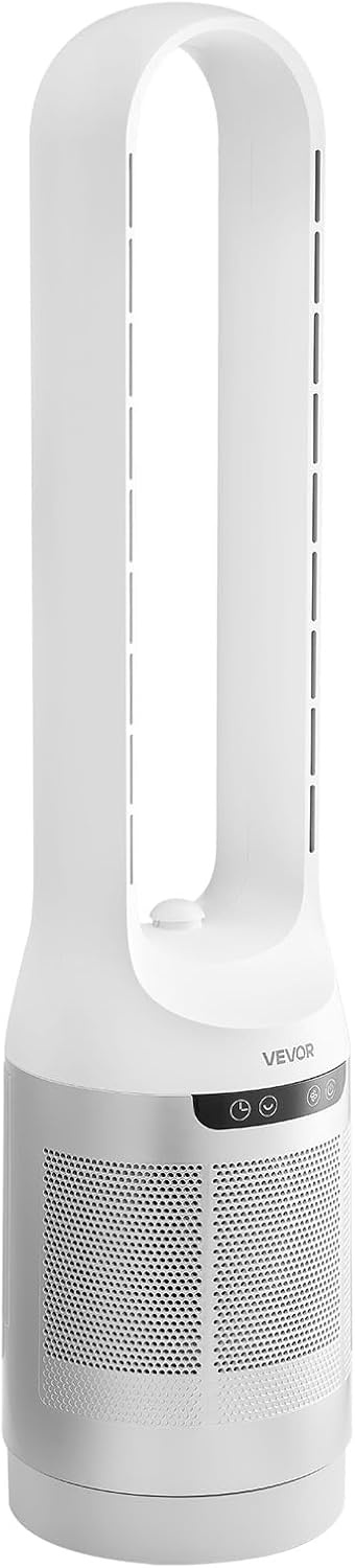 image:imageVEVOR Bladeless Tower Fan 80 Oscillating Standing Fan 8 Speeds amp 9Hour Timer 1542 ft High Velocity Floor Air Circulator Powerful Airflow with Remote for Bedroom Living Room Home OfficeWhite40 Inch