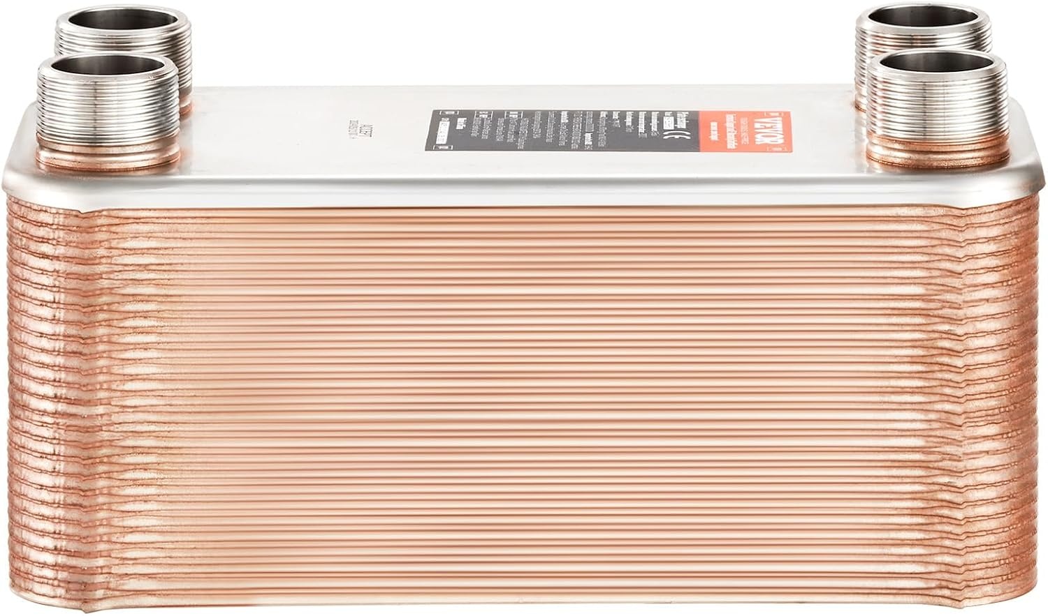image:imageVEVOR Brazed Plate Heat Exchanger EATB2880 5x12 80 Plates Copper 316L Stainless Steel for Floor Heating Water Heating Snow Melting Beer Cooling1 Count Pack of 1