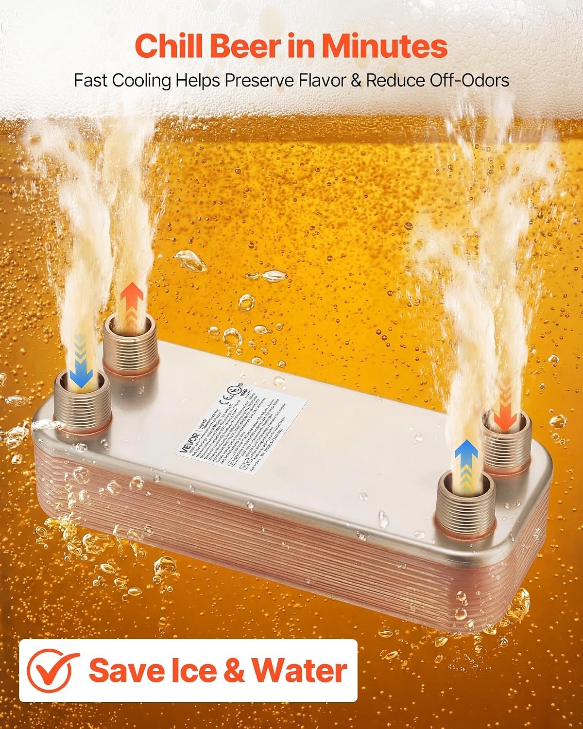 image:imageVEVOR Brazed Plate Heat Exchanger EATB2880 5x12 80 Plates Copper 316L Stainless Steel for Floor Heating Water Heating Snow Melting Beer Cooling20 Plates