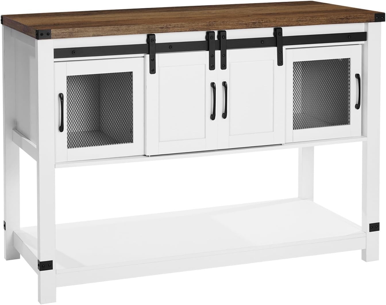 image:imageVEVOR Buffet Cabinet Sideboard Cabinet with 2Tier Storage Coffee Bar Cabinet with Adjustable Shelves Fluted Sideboard Buffet for Hallway Entryway Living Room or Kitchen Oak2pcsWhite