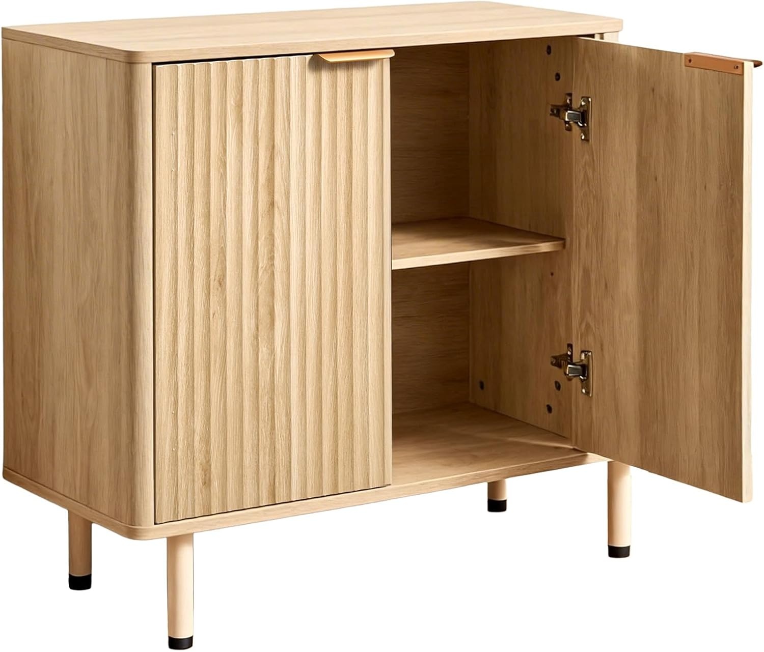 image:imageVEVOR Buffet Cabinet Sideboard Cabinet with 2Tier Storage Coffee Bar Cabinet with Adjustable Shelves Fluted Sideboard Buffet for Hallway Entryway Living Room or Kitchen Oak2pcsOak