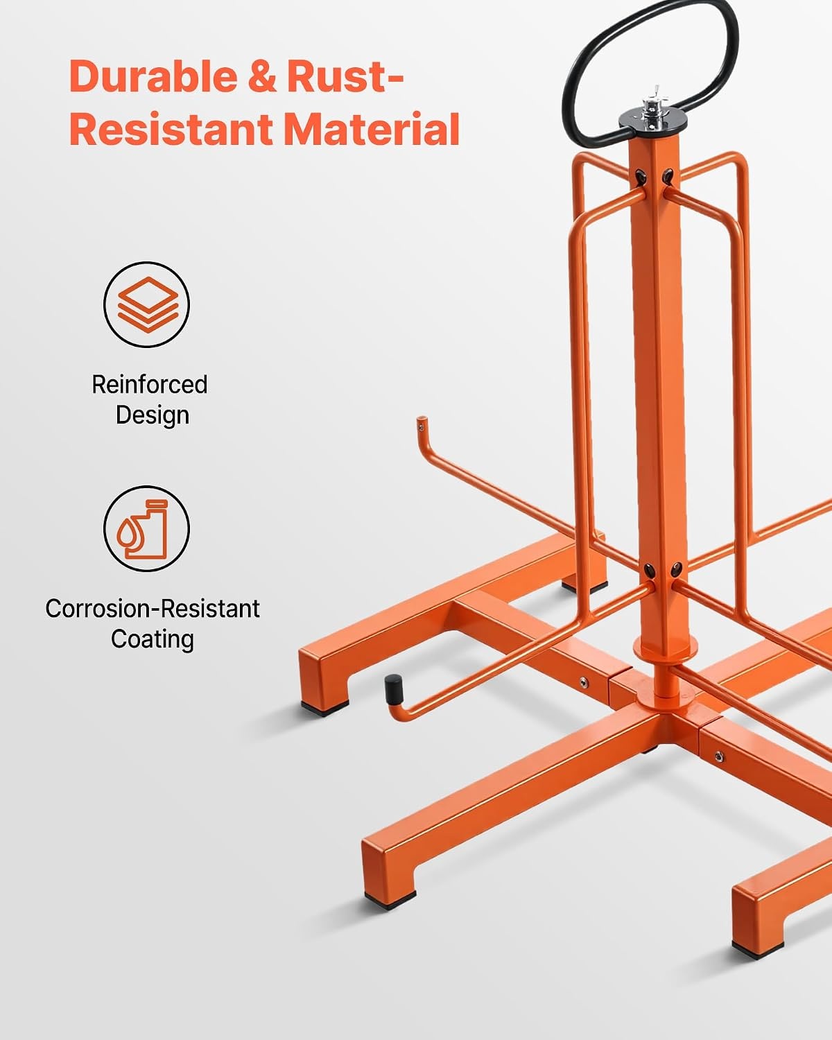 image:imageVEVOR Cable Dispenser Floor or Stud Mounted Wire Spool Rack Portable Wire Rack Dispenser with AntiSlip Metal Handle for Wiring Transport Swivel Eyelet for Electrical Industrial and Retail UseWire Dispenser