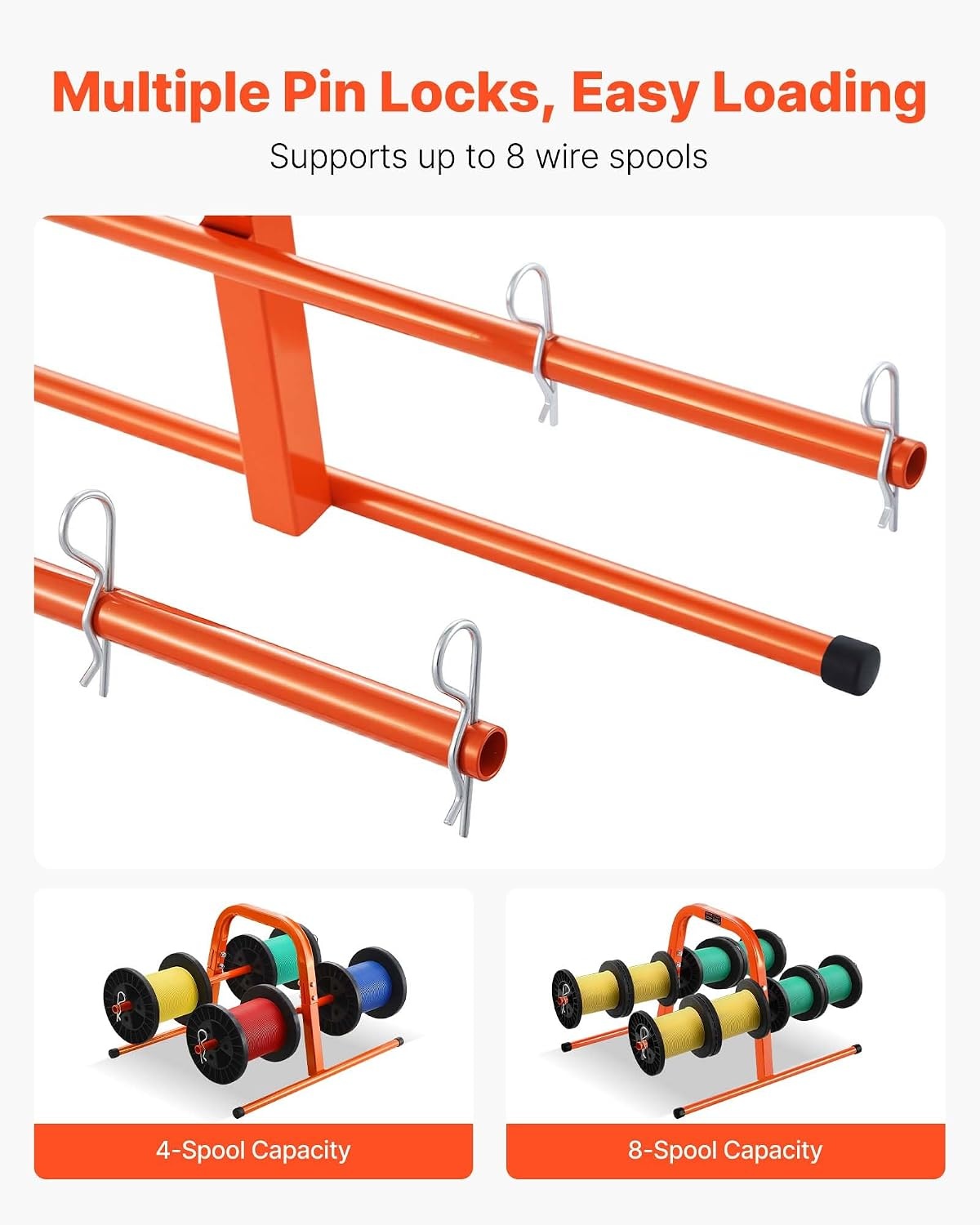 image:imageVEVOR Cable Dispenser Floor or Stud Mounted Wire Spool Rack Portable Wire Rack Dispenser with AntiSlip Metal Handle for Wiring Transport Swivel Eyelet for Electrical Industrial and Retail UseCable Dispenser