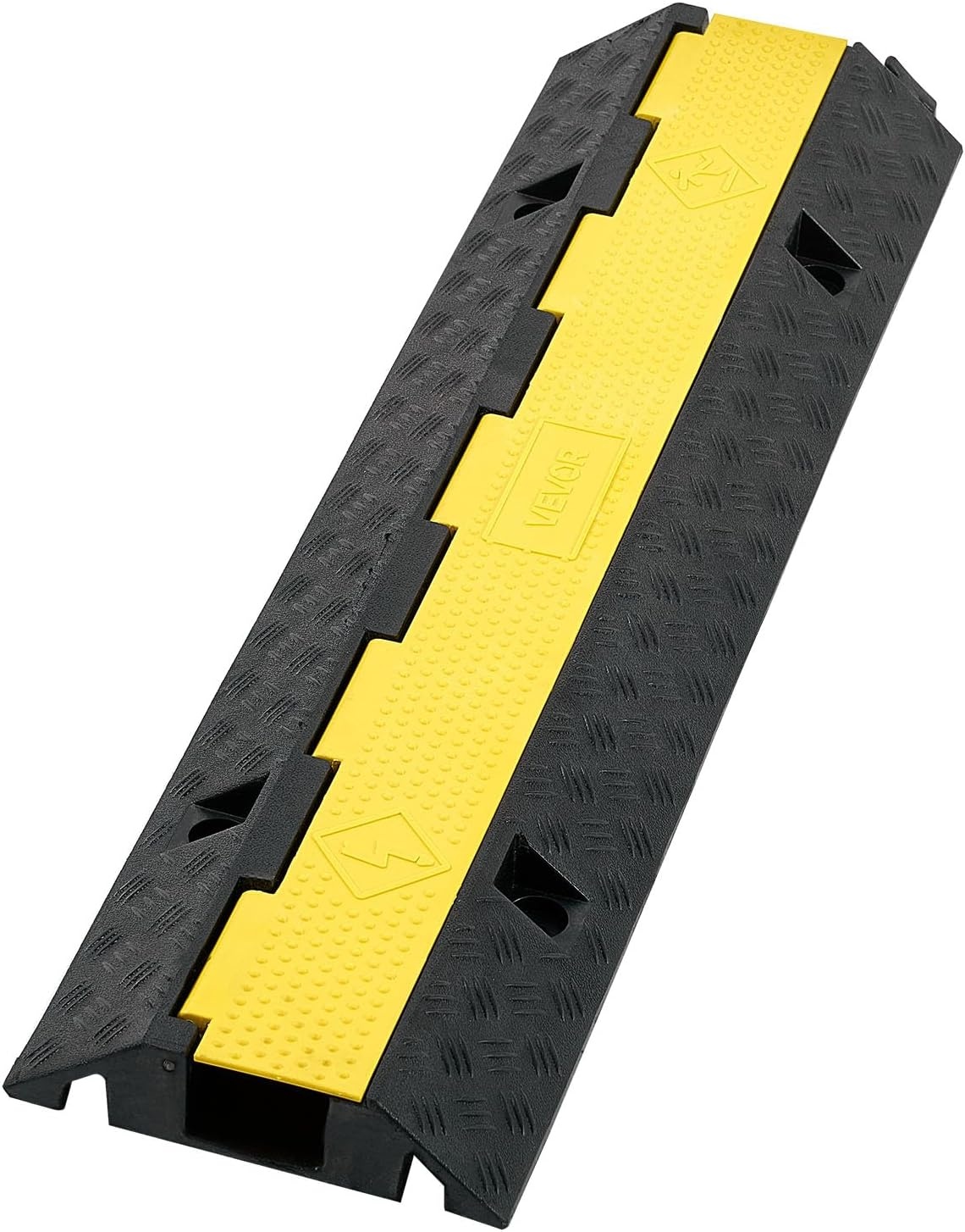 image:imageVEVOR Cable Protector Ramp 1 Channel Heavy Duty 3937 Rubber Cord Hose Wire Cover 276W x 197H Channel Size Traffic Speed Bump with FlipOpen Top Cover for Indoor Outdoor Use