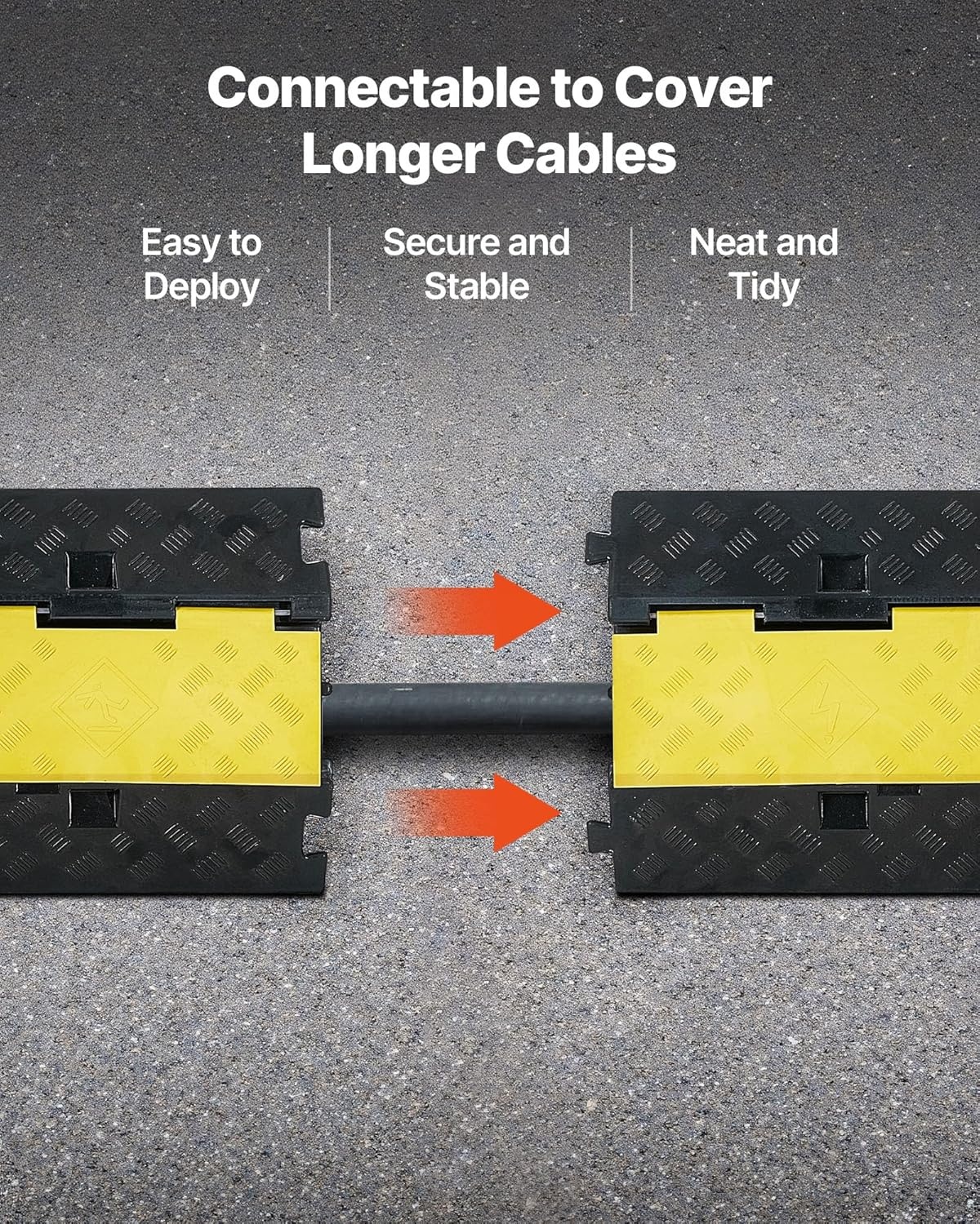 image:imageVEVOR Cable Protector Ramp 2 Channel Heavy Duty 3937 Rubber Cord Hose Wire Cover 22W x 2H Large Channel Size Traffic Speed Bump with FlipOpen Top Cover for Indoor Outdoor Use