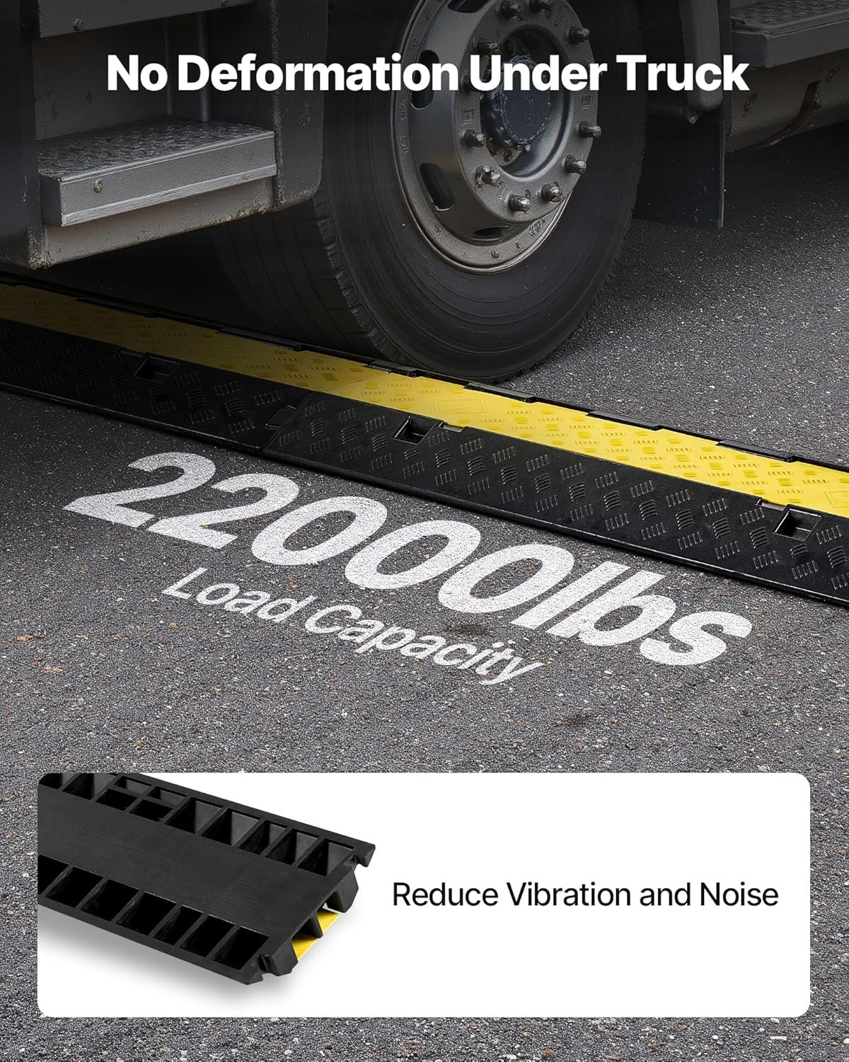 image:imageVEVOR Cable Protector Ramp 2 Channel Heavy Duty 3937 Rubber Cord Hose Wire Cover 22W x 2H Large Channel Size Traffic Speed Bump with FlipOpen Top Cover for Indoor Outdoor Use