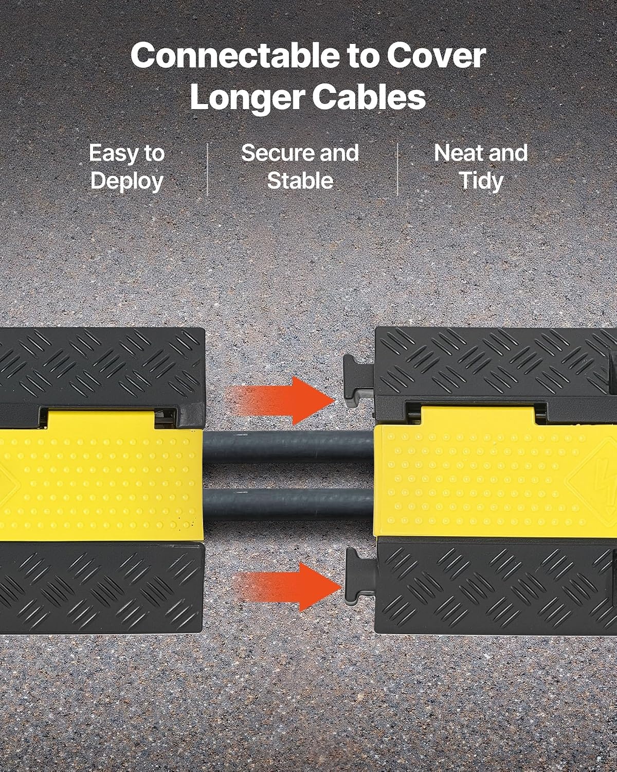image:imageVEVOR Cable Protector Ramp 22000 lbsaxle Capacity 2 Channel Heavy Duty Rubber Cord Hose Wire Cover 13 x 12 in Channel Traffic Speed Bump with FlipOpen Top Cover for Indoor Outdoor 1 Pack2 Channel1PC