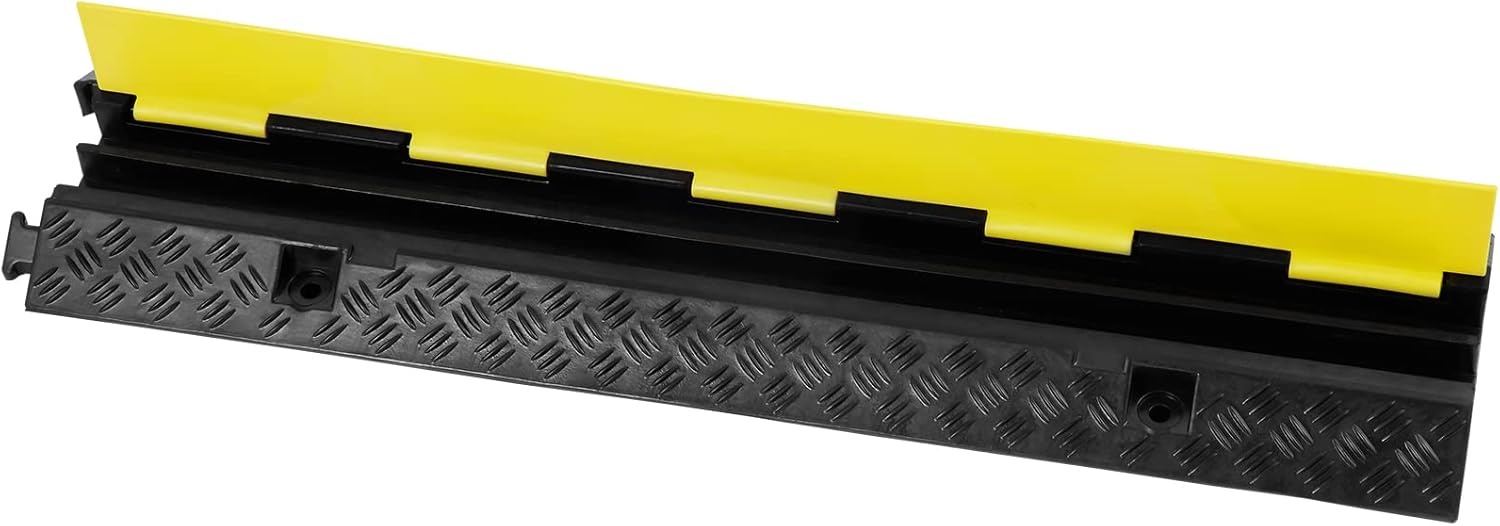 image:imageVEVOR Cable Protector Ramp 22000 lbsaxle Capacity 2 Channel Heavy Duty Rubber Cord Hose Wire Cover 13 x 12 in Channel Traffic Speed Bump with FlipOpen Top Cover for Indoor Outdoor 1 Pack2 Channel3PCs
