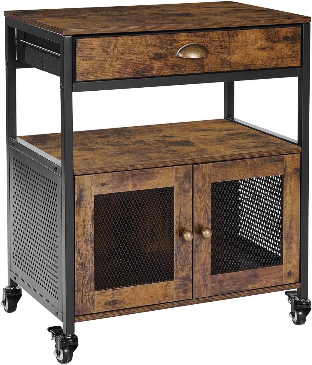 image:imageVEVOR Coffee Bar Cabinet 24 Inch Farmhouse Bar Cabinet with Storage Movable Coffee Table with Wheels amp Mesh Door Sideboard Buffet for Kitchen Entryway