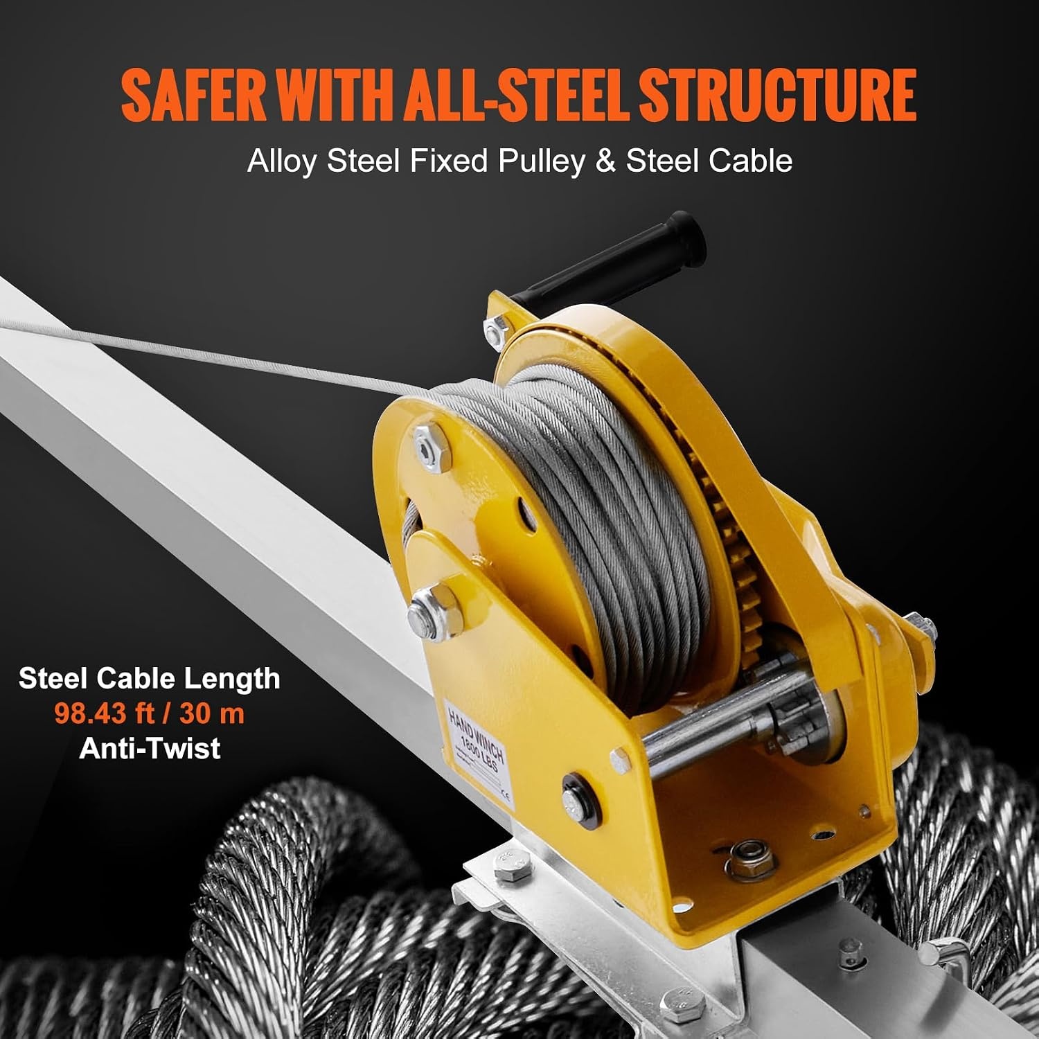 image:imageVEVOR Confined Space Tripod Kit Heavy Duty Rescue Tripod Lifting Hoist 1200 lbs Winch 41 ft Adjustable Legs 985 ft Cable Portable Kit 328 ft Fall Protection 440705 ft Working Height1800lbs 98ft Harness