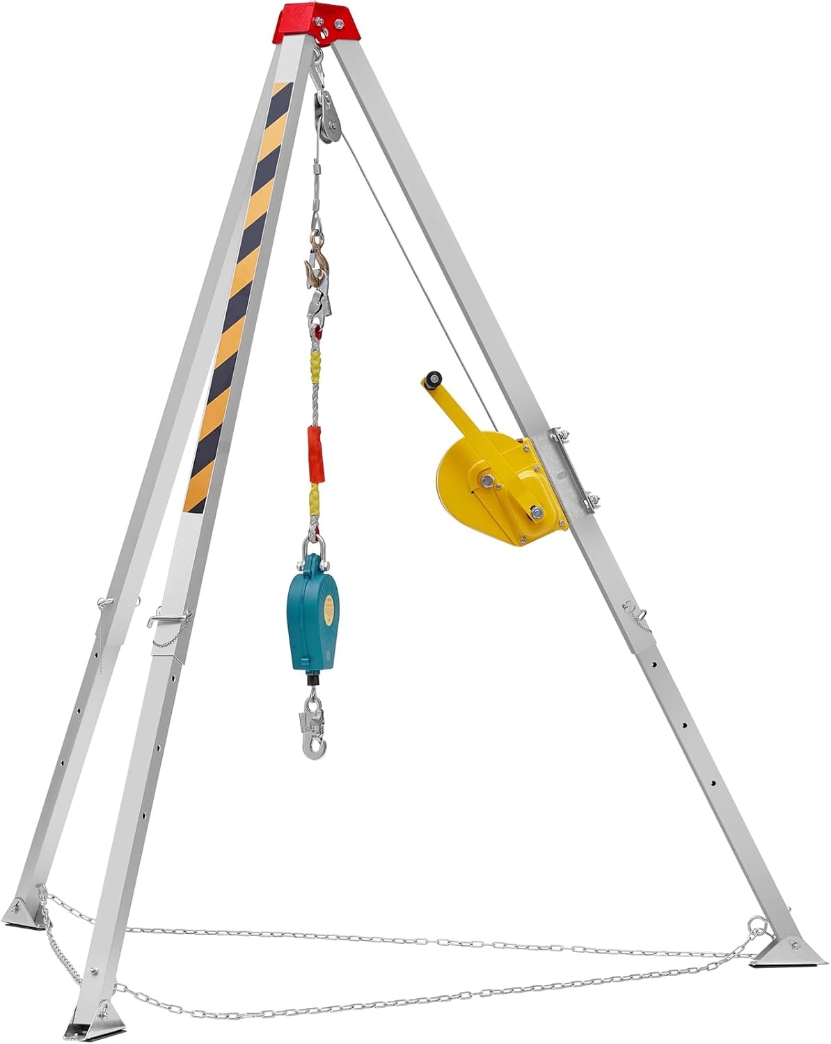image:imageVEVOR Confined Space Tripod Kit Heavy Duty Rescue Tripod Lifting Hoist 1200 lbs Winch 41 ft Adjustable Legs 985 ft Cable Portable Kit 328 ft Fall Protection 440705 ft Working Height1800lbs 98ft Harness
