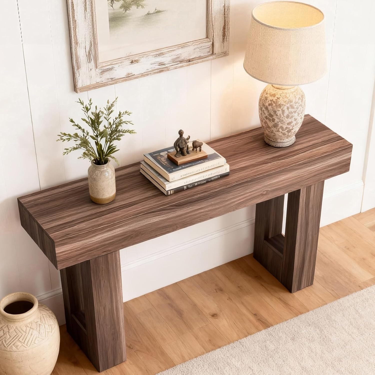 image:imageVEVOR Console Table 63 Inch Entryway Table with Storage Wooden Rectangle Hallway Table Narrow Sofa Table Behind The Couch Console Tables for Entryway Hallway Living Room NaturalBrown