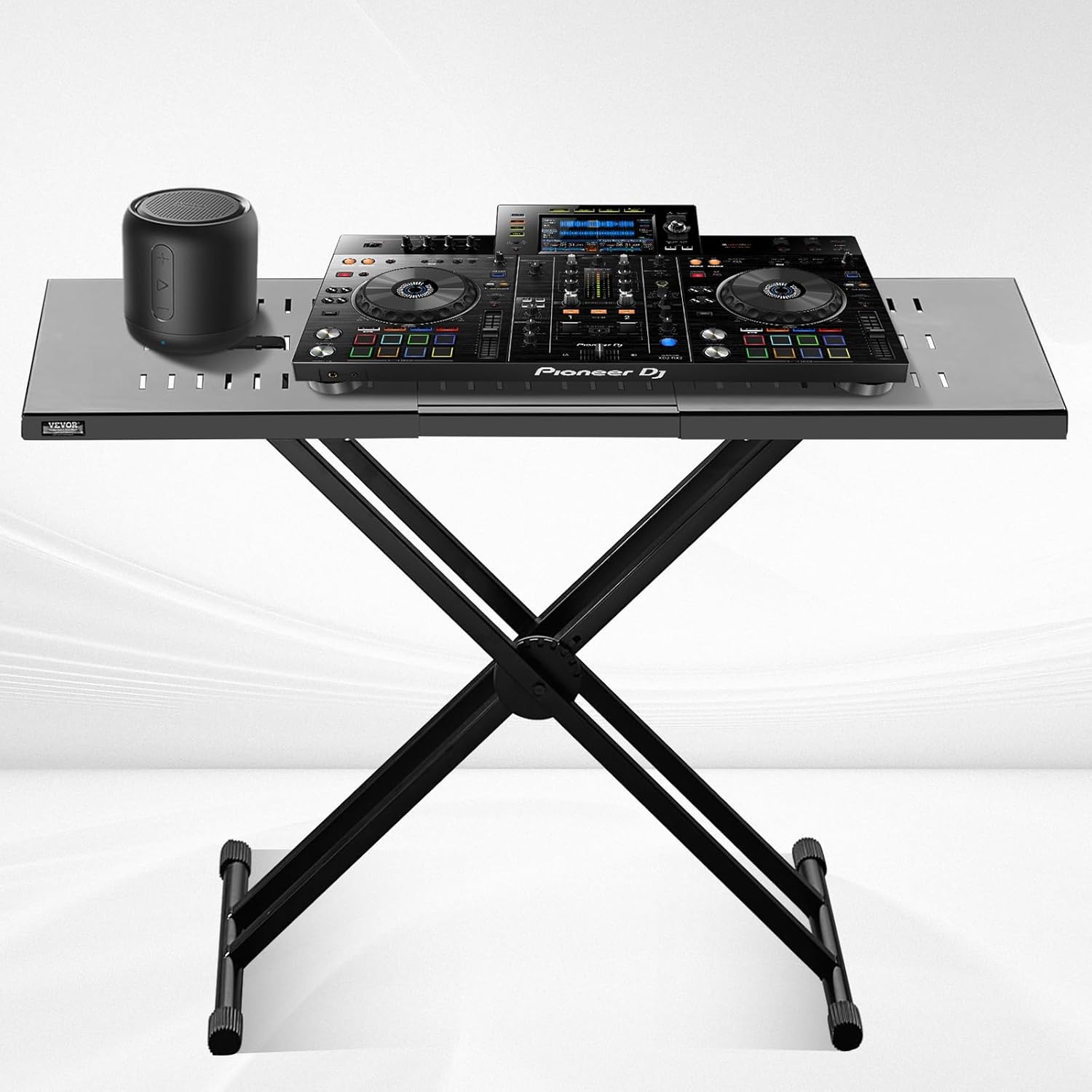 image:imageVEVOR DJ Table Stand 3243 x 18 Portable DJ Laptop and Controller Stand Lightweight DJ Desk DJ Booth Adjustable Height DJ Stand Foldable DoubleX Keyboard Stand amp Tabletop Audio Mixer StandDJ Table Expand