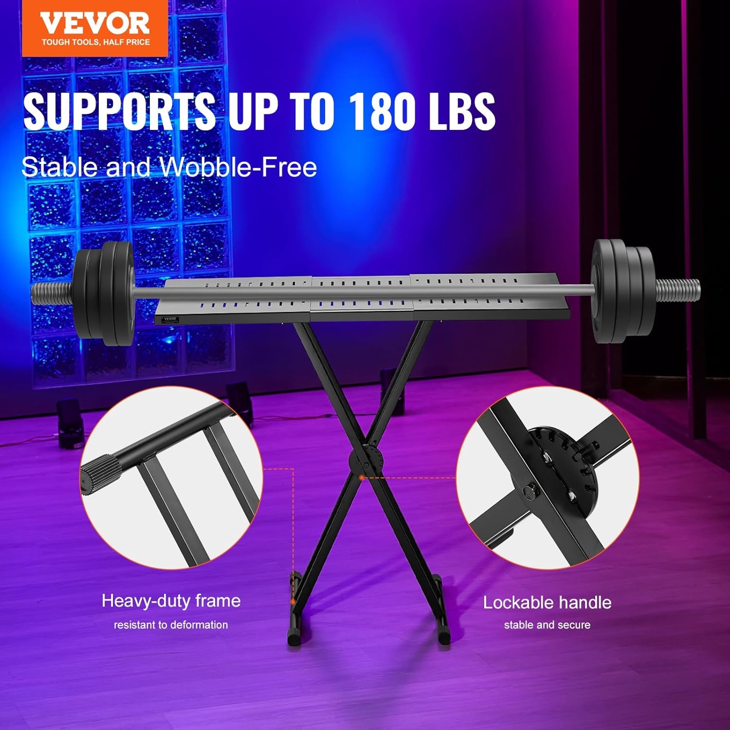 image:imageVEVOR DJ Table Stand 3243 x 18 Portable DJ Laptop and Controller Stand Lightweight DJ Desk DJ Booth Adjustable Height DJ Stand Foldable DoubleX Keyboard Stand amp Tabletop Audio Mixer StandDJ Table Expand