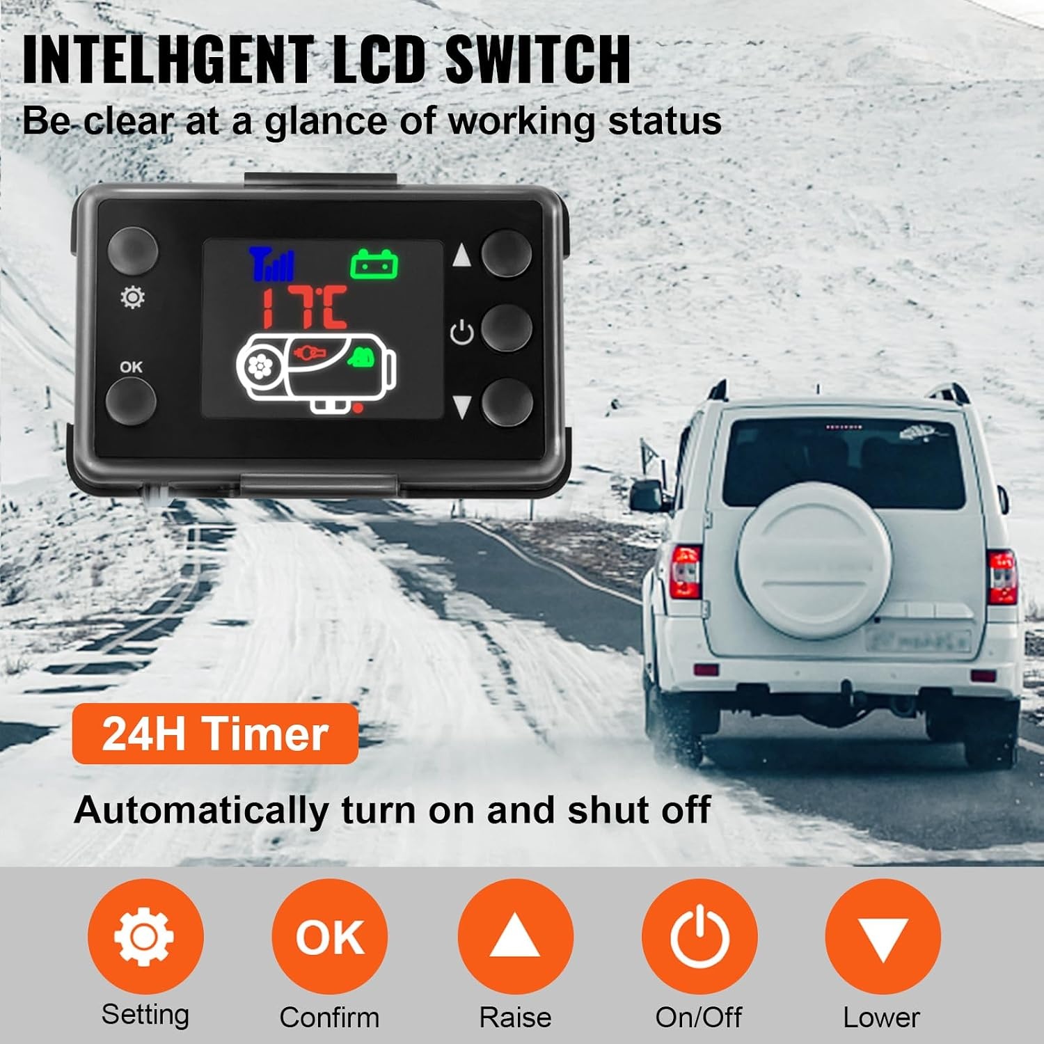 image:imageVEVOR Diesel Air Heater 12V 2KW Integrated Diesel Heater with Remote and LCD Display 10L Tank Compact Diesel Heating Solution Quick Warmup for RVs Trailers Campers Boats and Indoor UseBlack