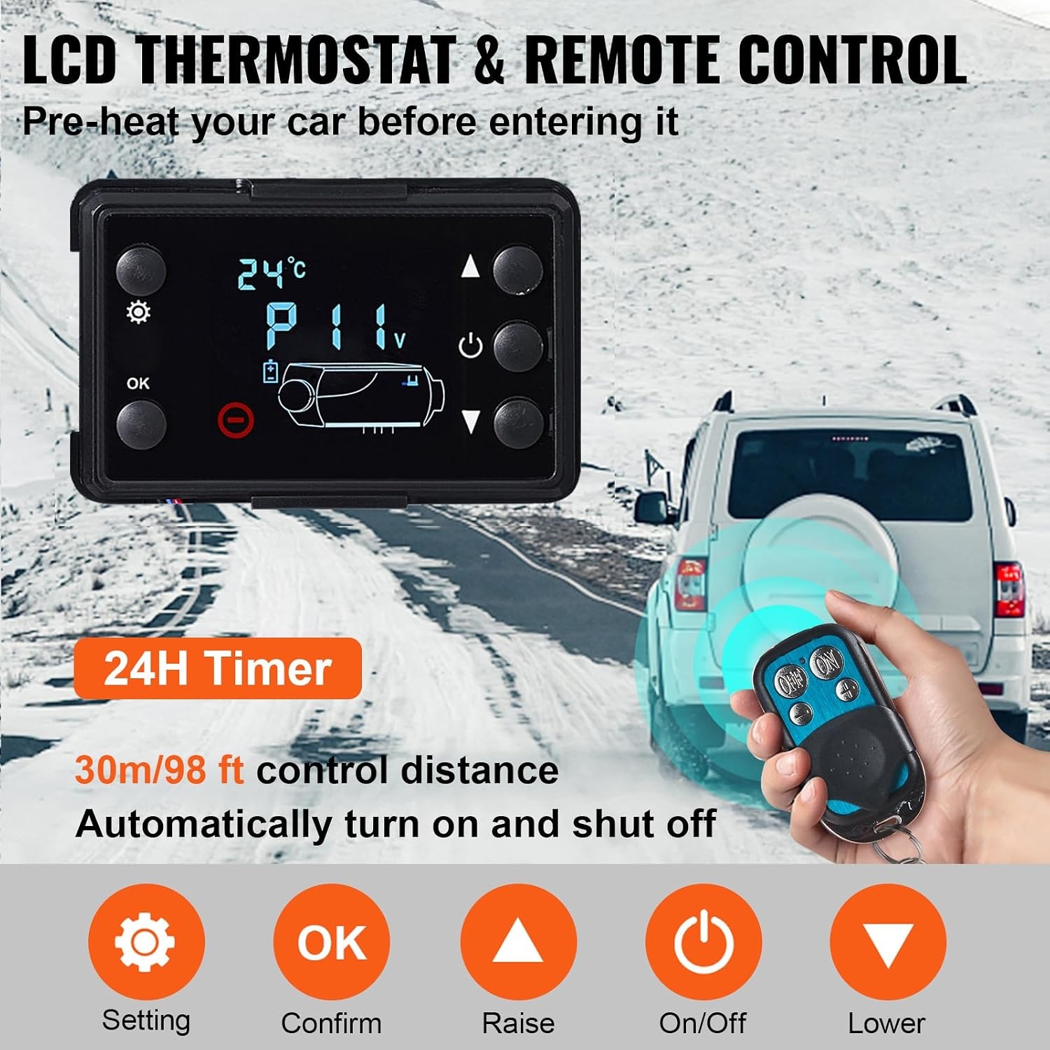 image:imageVEVOR Diesel Air Heater 12V 2KW Integrated Diesel Heater with Remote and LCD Display 10L Tank Compact Diesel Heating Solution Quick Warmup for RVs Trailers Campers Boats and Indoor UseBlackwhite