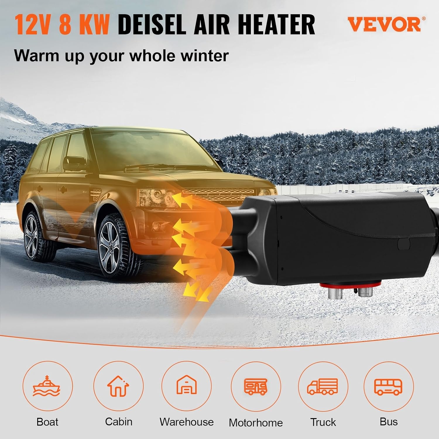 image:imageVEVOR Diesel Air Heater 12V 2KW Integrated Diesel Heater with Remote and LCD Display 10L Tank Compact Diesel Heating Solution Quick Warmup for RVs Trailers Campers Boats and Indoor UseBlack