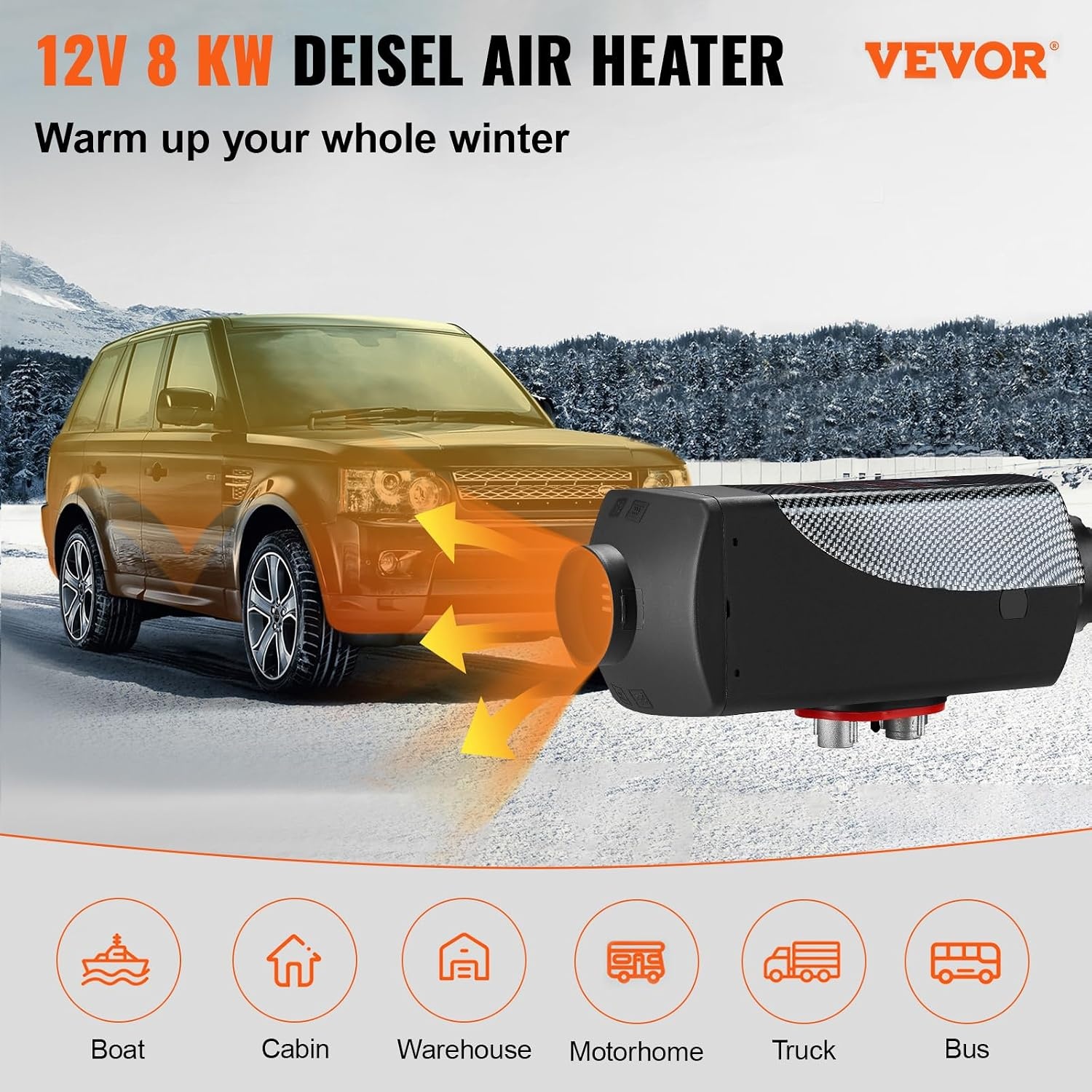 image:imageVEVOR Diesel Air Heater 12V 2KW Integrated Diesel Heater with Remote and LCD Display 10L Tank Compact Diesel Heating Solution Quick Warmup for RVs Trailers Campers Boats and Indoor UseBlackwhite