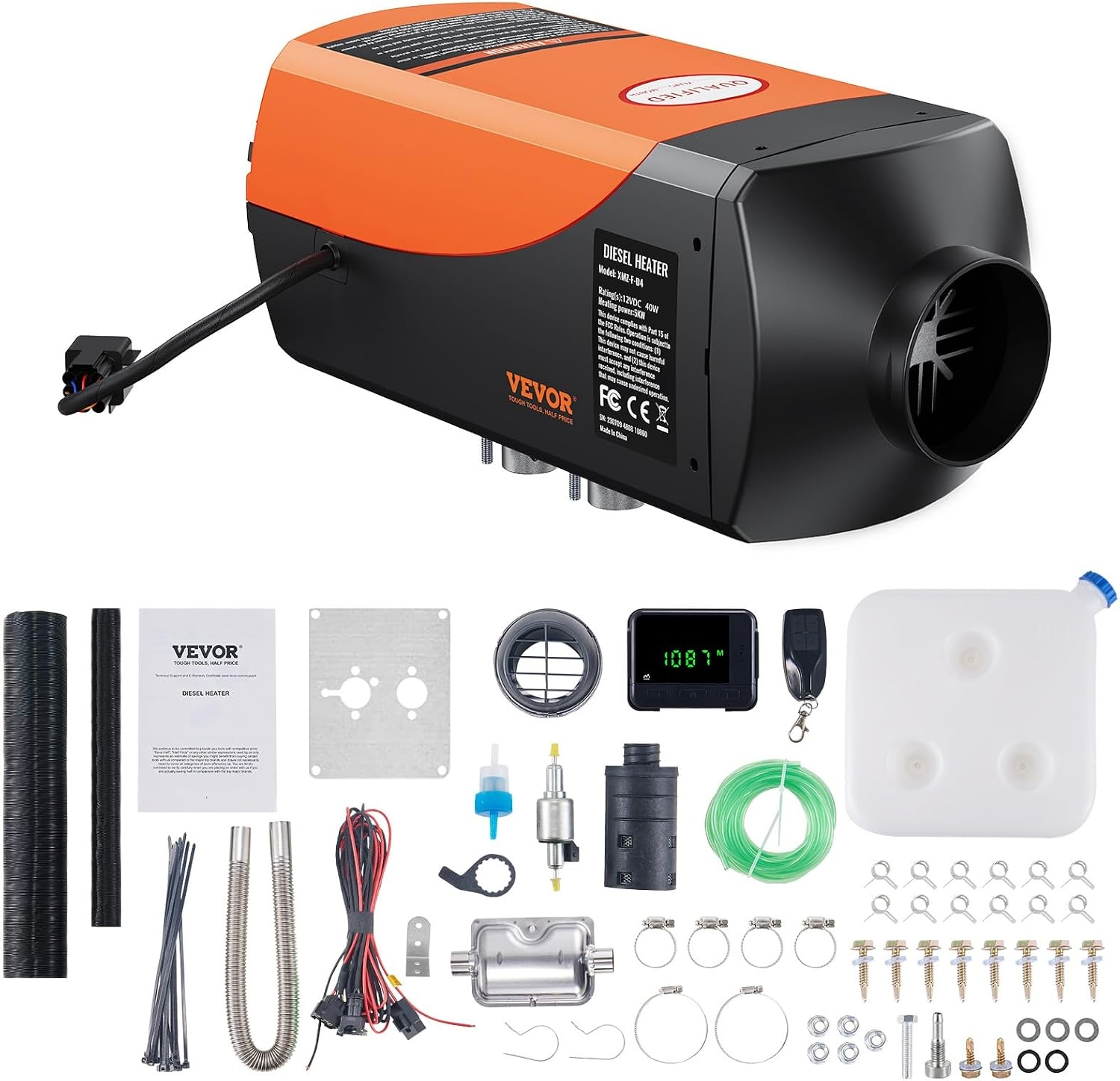 image:imageVEVOR Diesel Air Heater 12V 2KW Integrated Diesel Heater with Remote and LCD Display 10L Tank Compact Diesel Heating Solution Quick Warmup for RVs Trailers Campers Boats and Indoor UseOrange