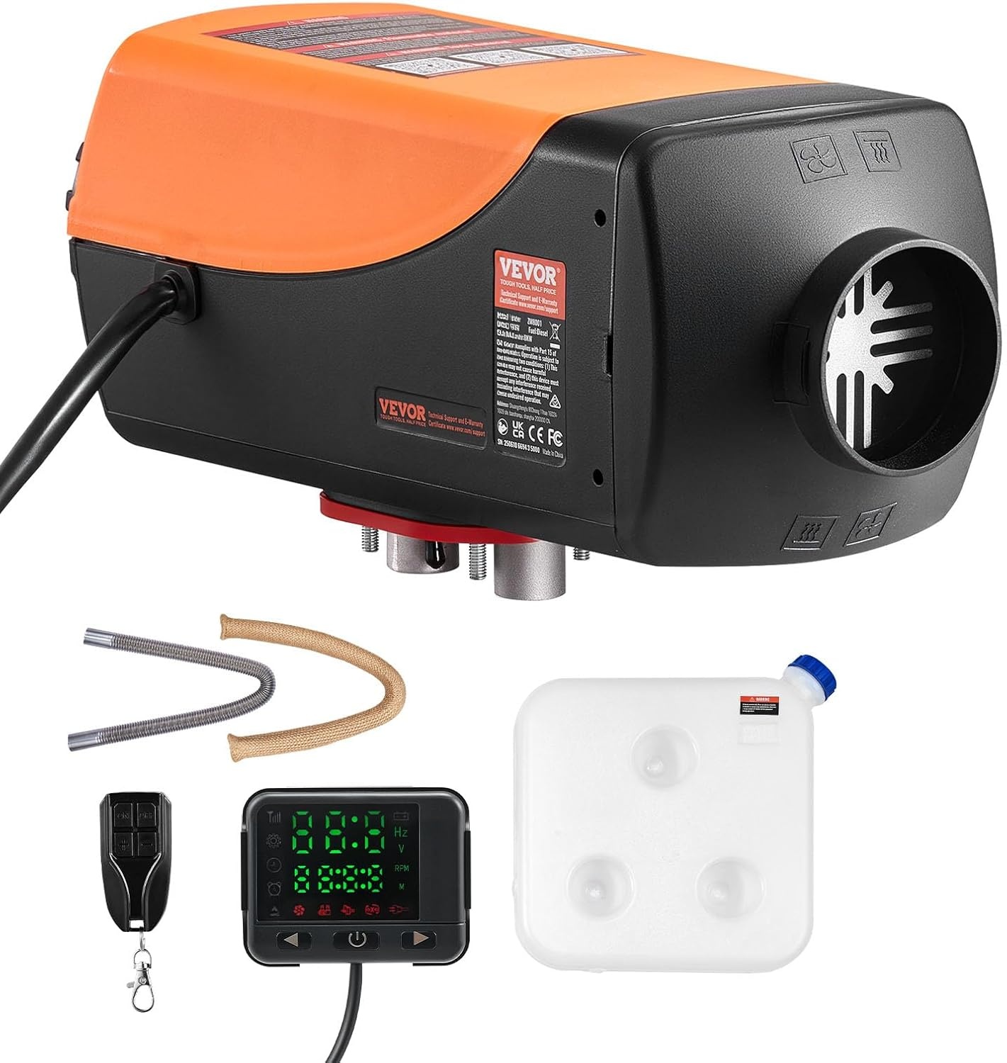 image:imageVEVOR Diesel Air Heater 12V 2KW Integrated Diesel Heater with Remote and LCD Display 10L Tank Compact Diesel Heating Solution Quick Warmup for RVs Trailers Campers Boats and Indoor UseOrange