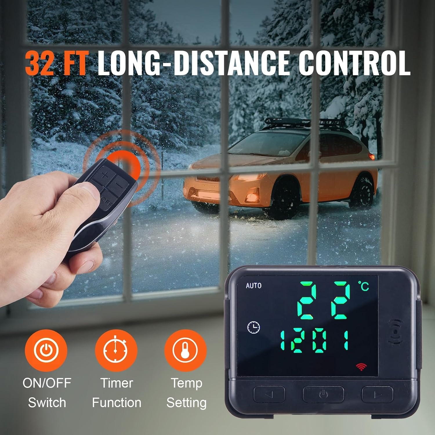 image:imageVEVOR Diesel Heater 12V Allinone Diesel Air Heater with Remote Control and LCD Display 5L Fuel Tank Fast Heating Portable Diesel Parking Heater for RV Truck 5KW Basic OrangeOrange