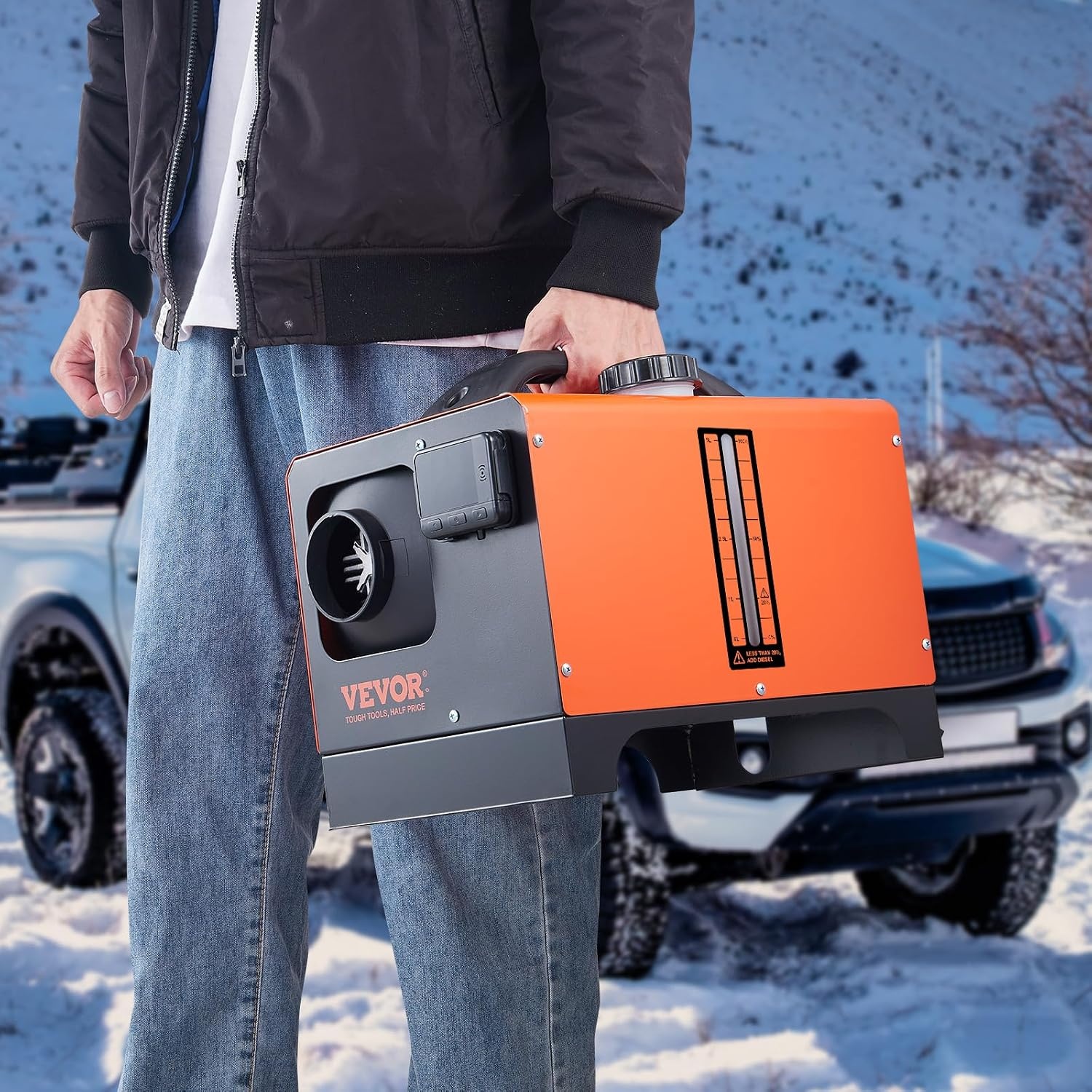 image:imageVEVOR Diesel Heater 12V Allinone Diesel Air Heater with Remote Control and LCD Display 5L Fuel Tank Fast Heating Portable Diesel Parking Heater for RV Truck 5KW Basic OrangeOrange