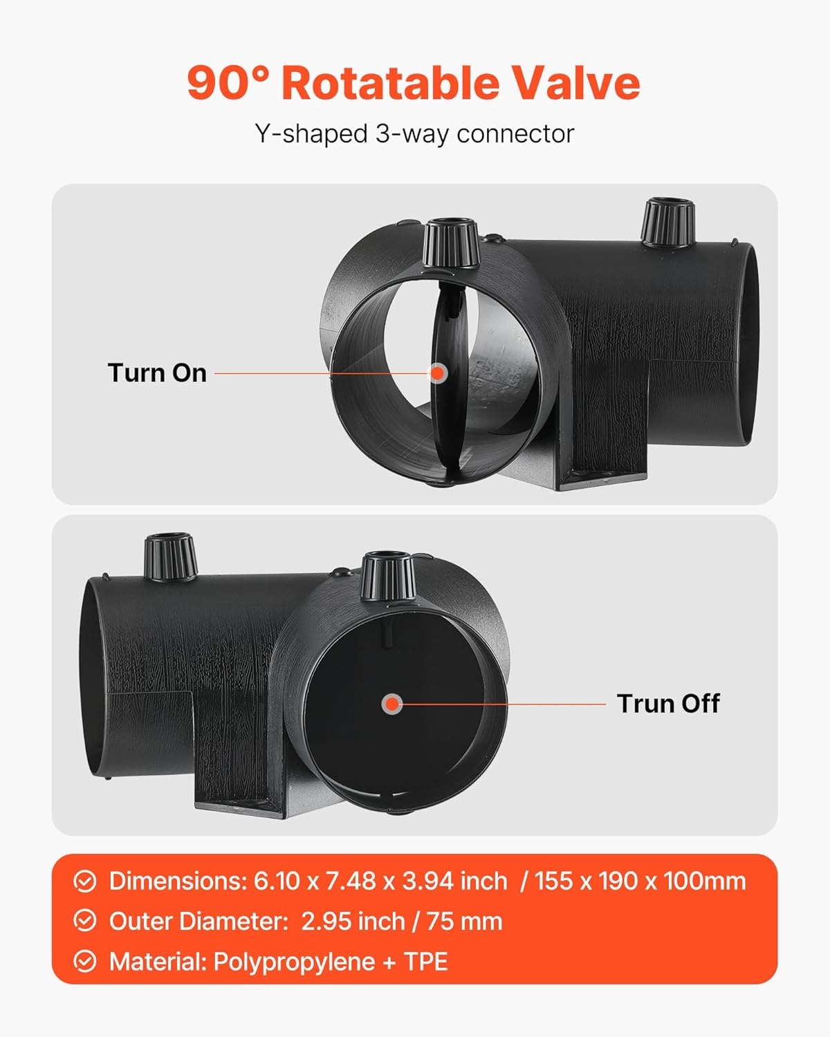 image:imageVEVOR Diesel Heater Pipe Duct Vent Kit 3inch Heater Pipe Warm Air Outlet Vent Set with YShaped Connector amp Air Duct Clamps Parking Heaters Air Ducts Vent Kit for 2KW 5KW 8KW Diesel Heaters Black