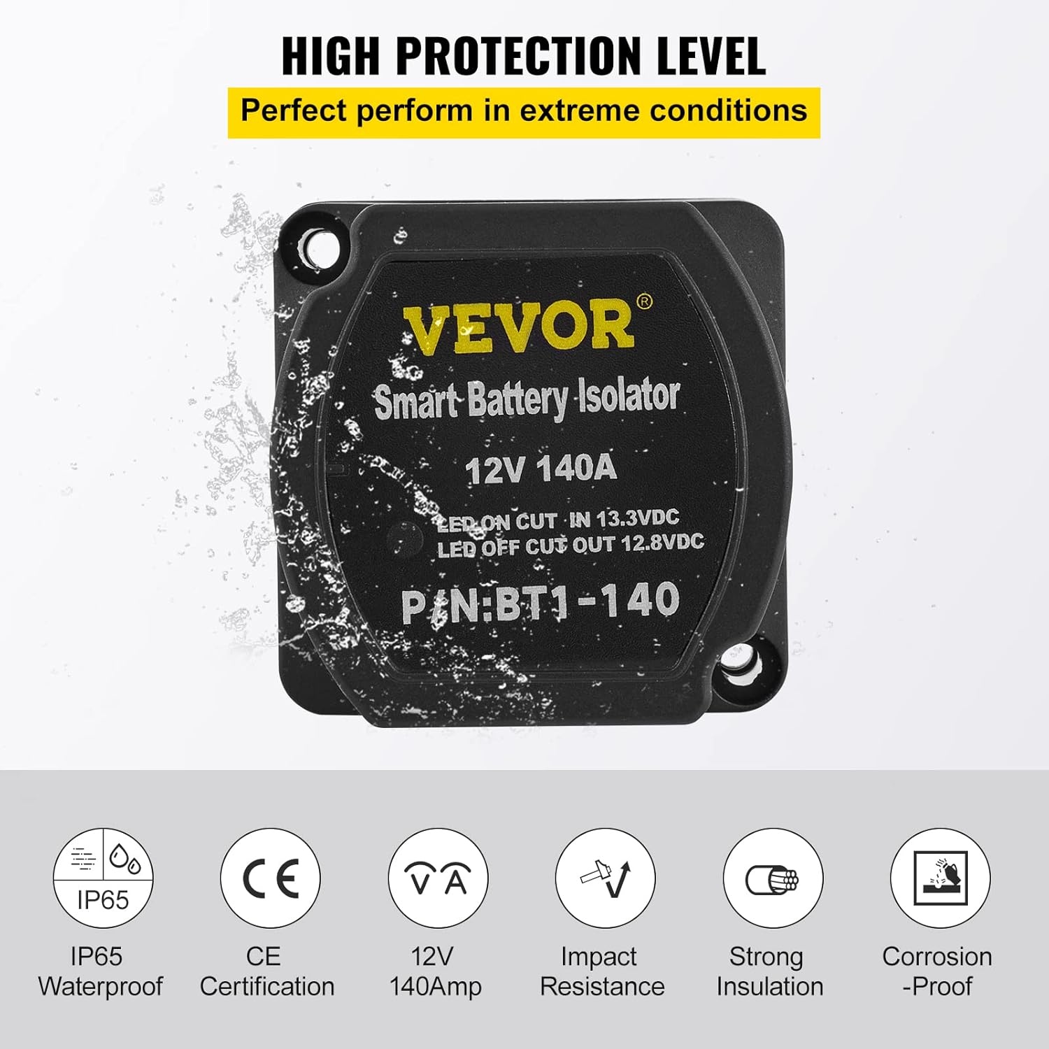 image:imageVEVOR Dual Battery Isolator Kit 12V 300 Amp 20 ft 2AWG Manual and Automatic VSR Voltage Sensitive Relay with Voltmeter LCD Screen Smart Battery Isolator Compatible with Lithium Batteries for UTVBattery Isolator Kit