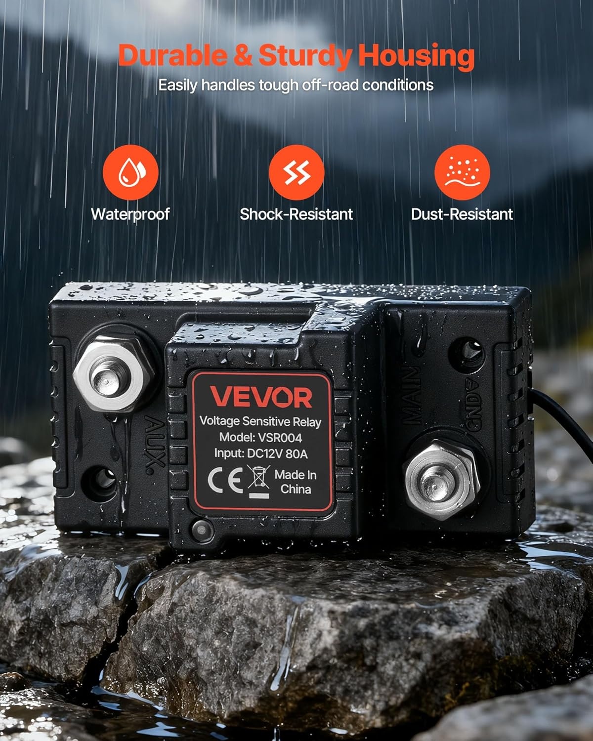 image:imageVEVOR Dual Battery Isolator Kit 12V 80 Amp 2 ft 6 AWG ManualAutomatic VSR Voltage Sensitive Relay with Voltmeter LCD Screen Smart Battery Isolator Compatible with LeadAcid Batteries for UTV