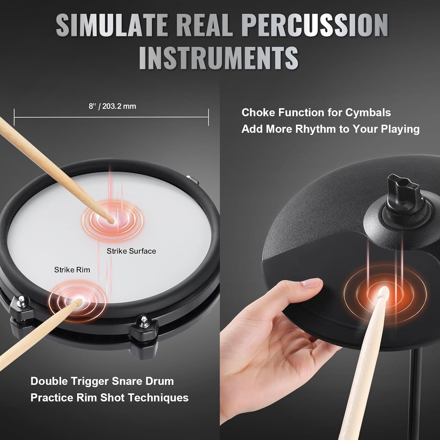 image:imageVEVOR Electric Drum Set 32 Drum Kits amp 480 Sounds Electronic Drum Kit USB MIDI Supported 8 in Quiet Mesh Snare Electric Drum Set with 10 in Cymbals Drum Sticks amp Headphone for Beginners amp Adults8in 5Drums 4Cymbals